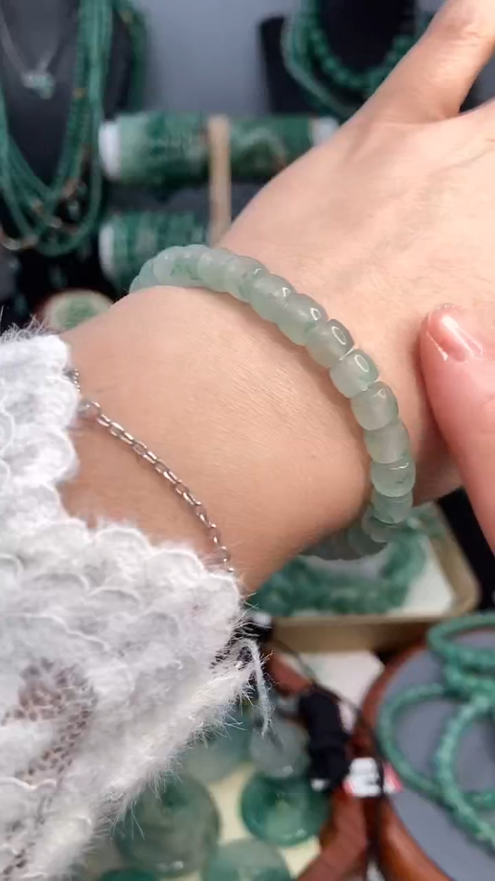 未镶嵌手串石英质玉（非洲翠）7咪老型珠