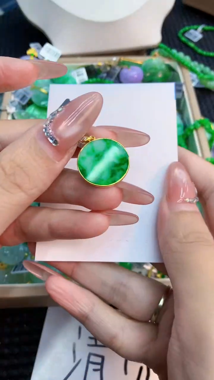 翡翠银S925镶嵌吊坠(不含链)1