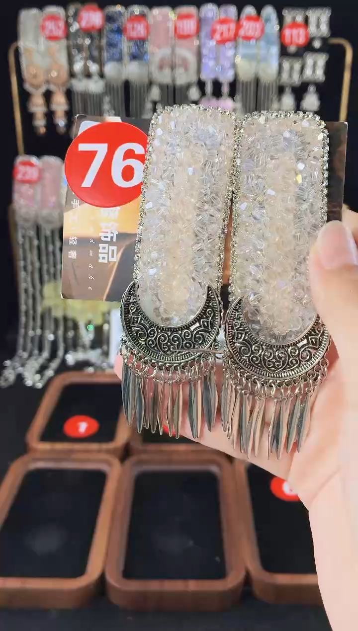 仿水晶铁合金76原创发夹一对倒夹