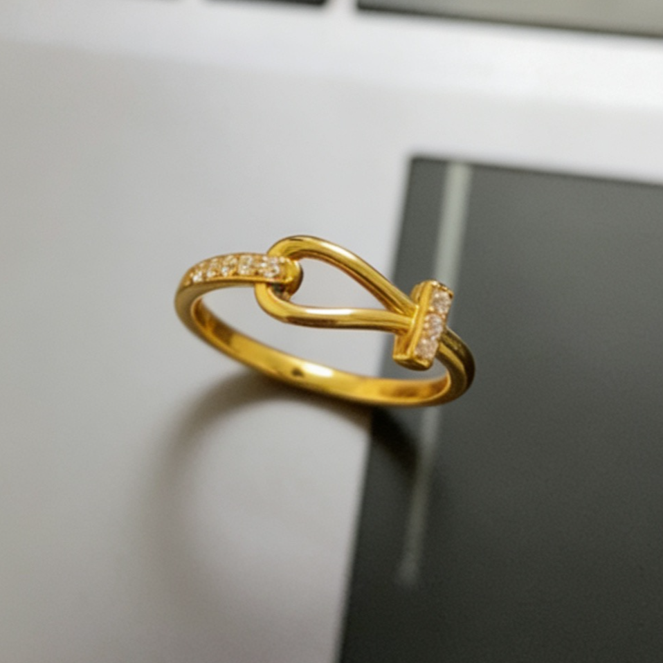 金至福足金新工艺6D镶嵌戒指时尚百搭精美精致JJX0022