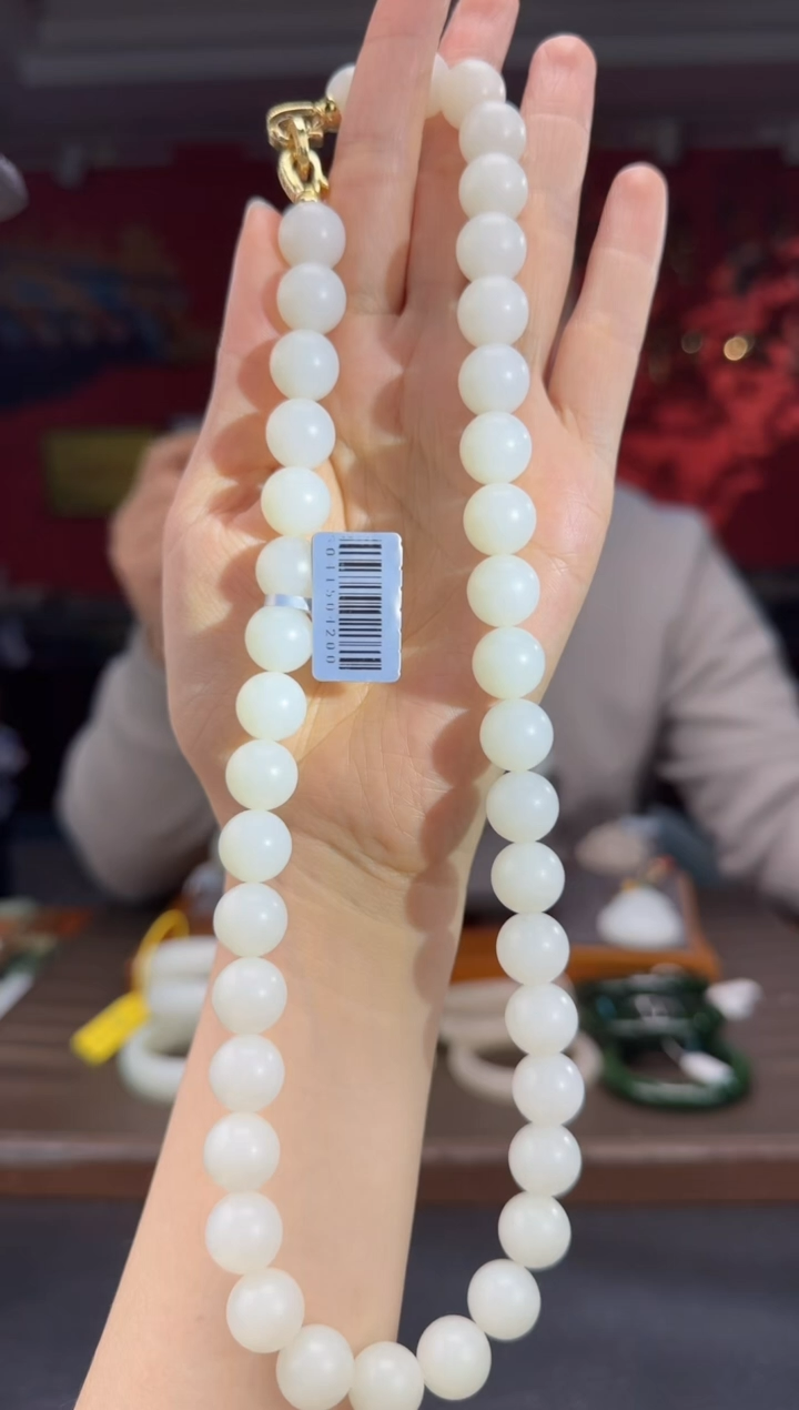 颈饰未镶嵌和田玉白玉妈妈链卡12