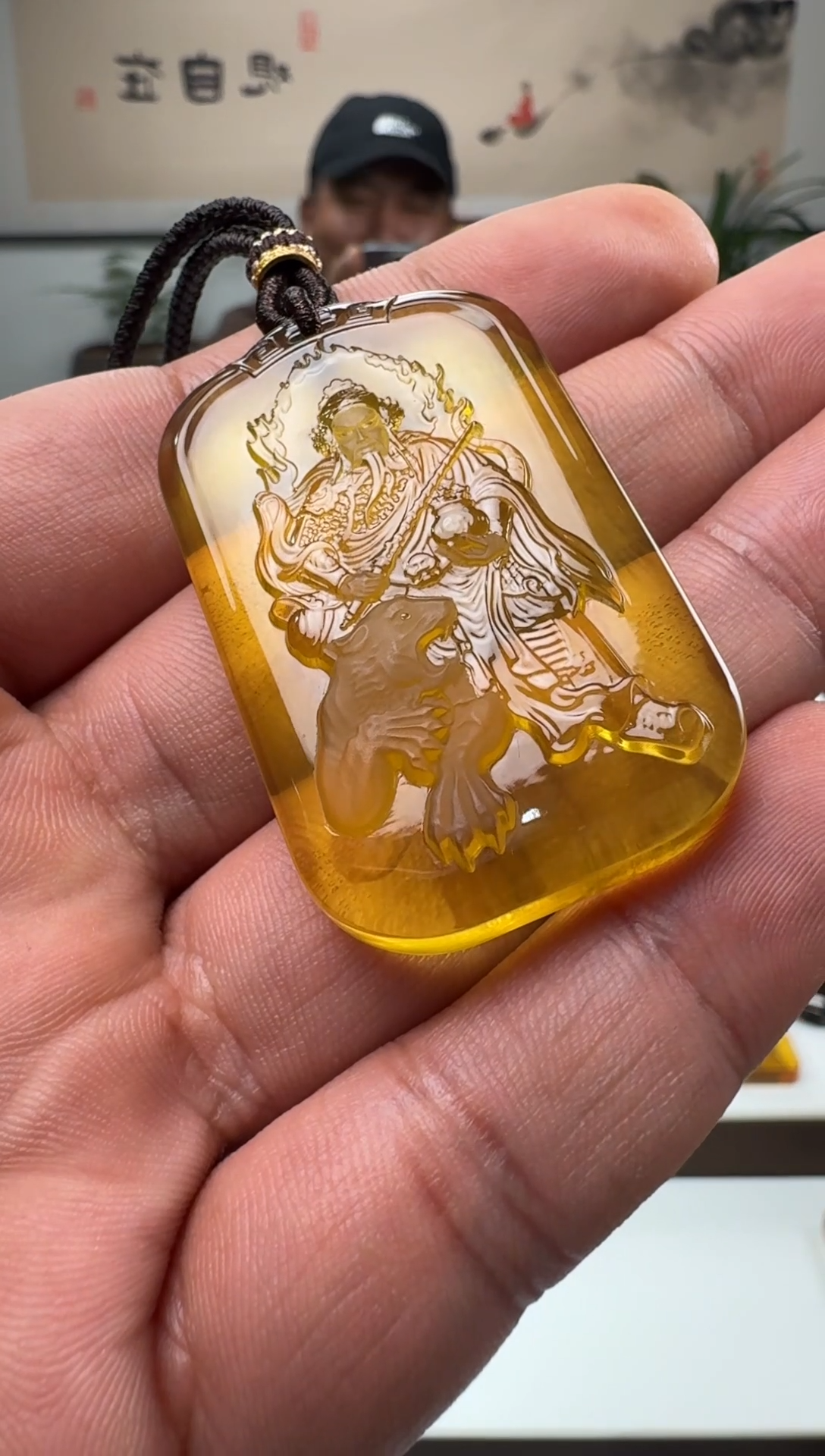 【闪购商品】琥珀颈饰未镶嵌缅甸琥珀赵公明吊坠