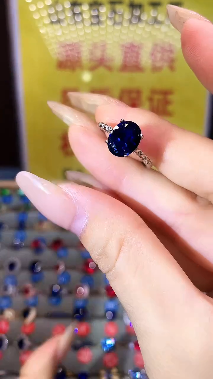 蓝宝石戒指银S925镶嵌.......