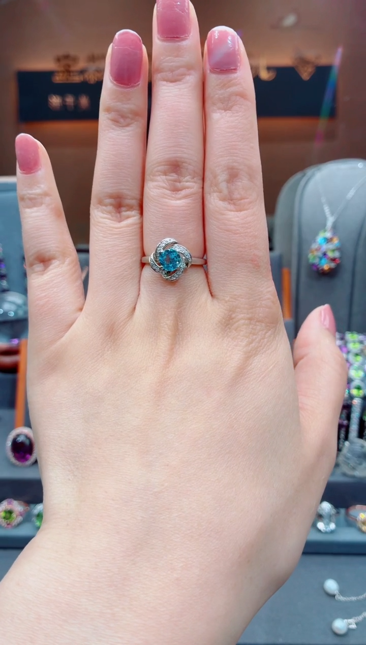 银S925镶嵌托帕石戒指冻**啡托帕石戒指 13#