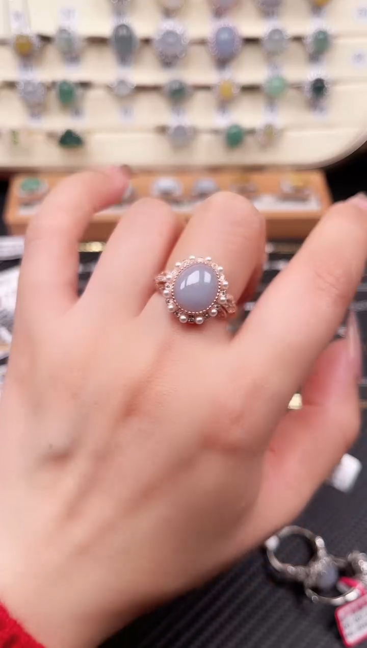 【闪购商品】翡翠戒指银S925镶嵌戒指19