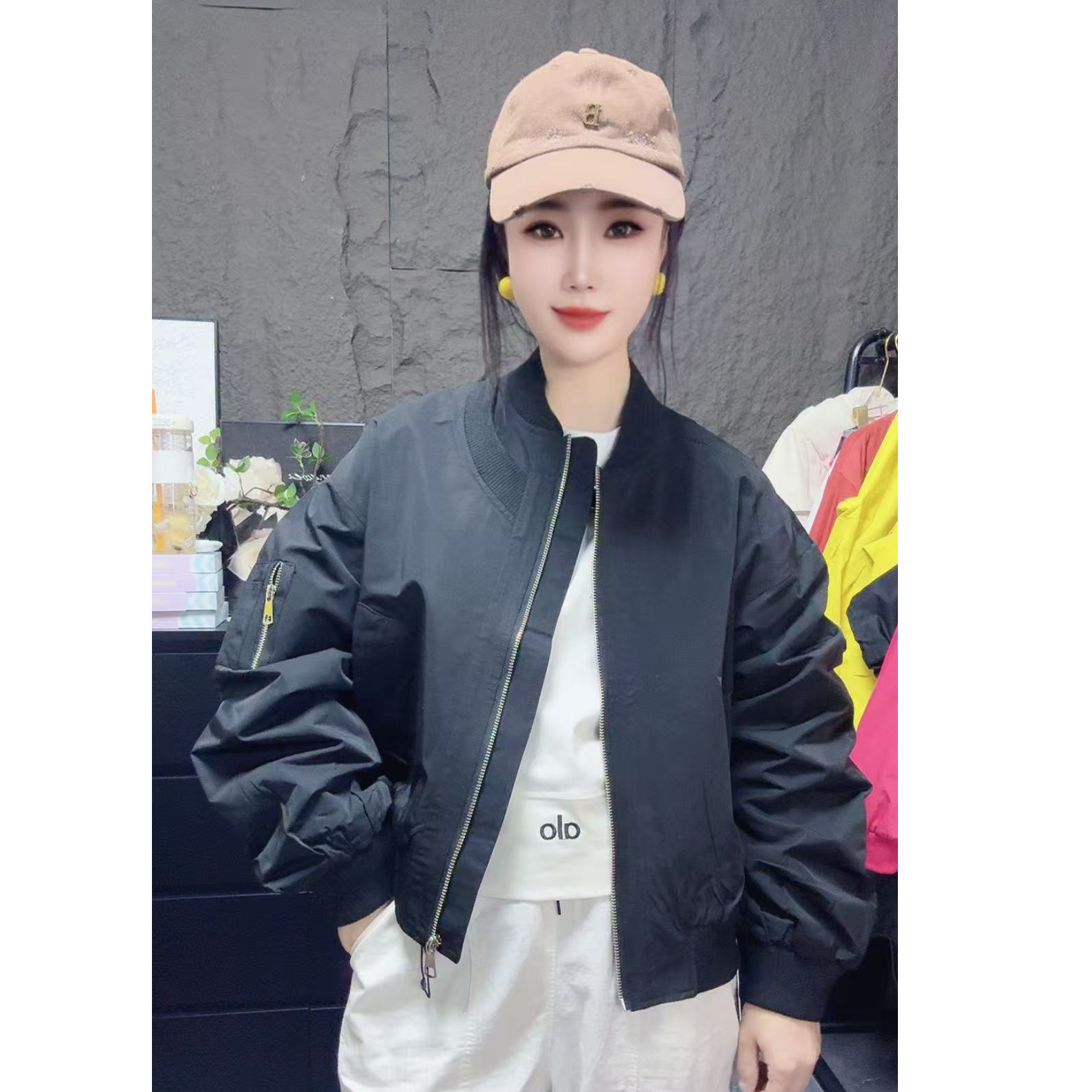 5071净版双领休闲宽松棒球服外套