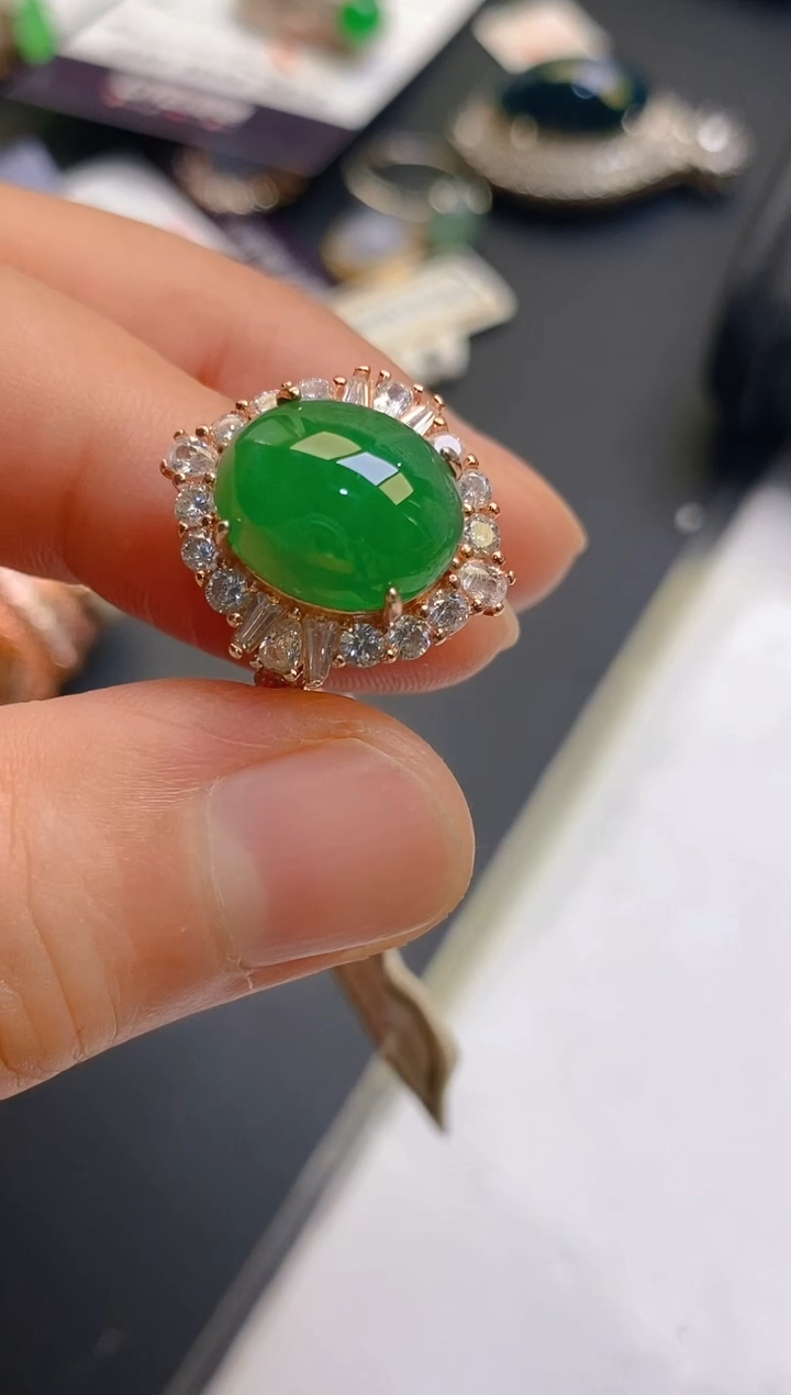 【闪购商品】翡翠耳饰银S925镶嵌天然A货翡翠1