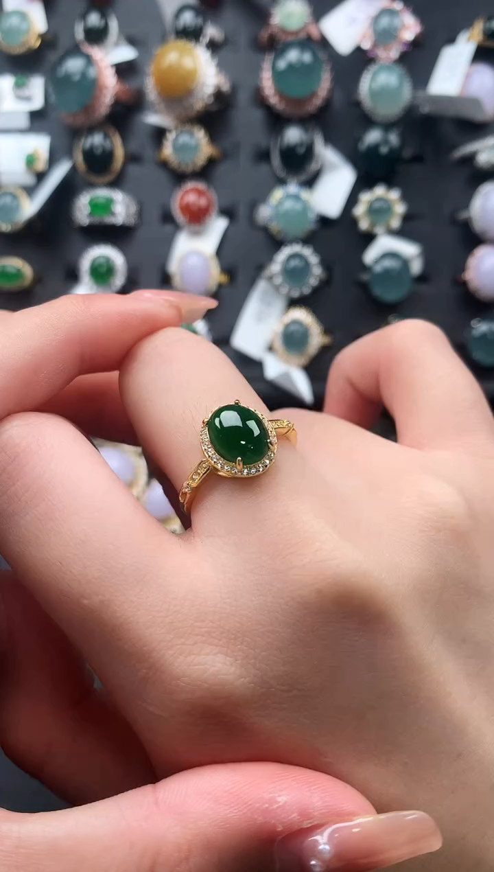 【闪购商品】翡翠戒指银S925镶嵌52141