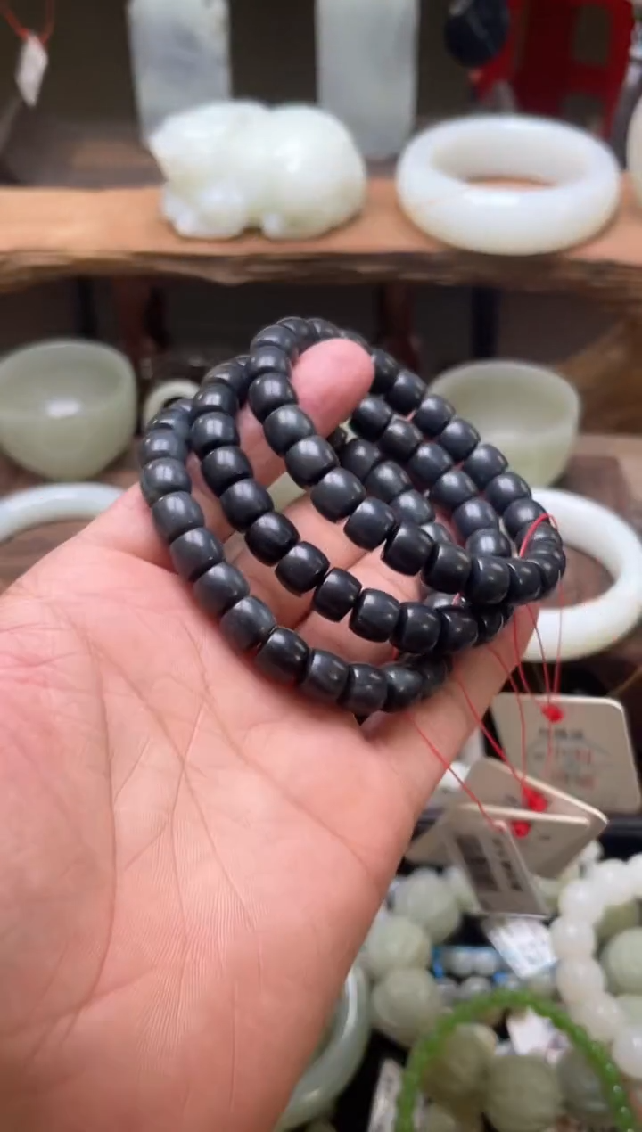 【闪购商品】和田玉手串未镶嵌卡10毛毛矿黑武士极限弧 多样性发一