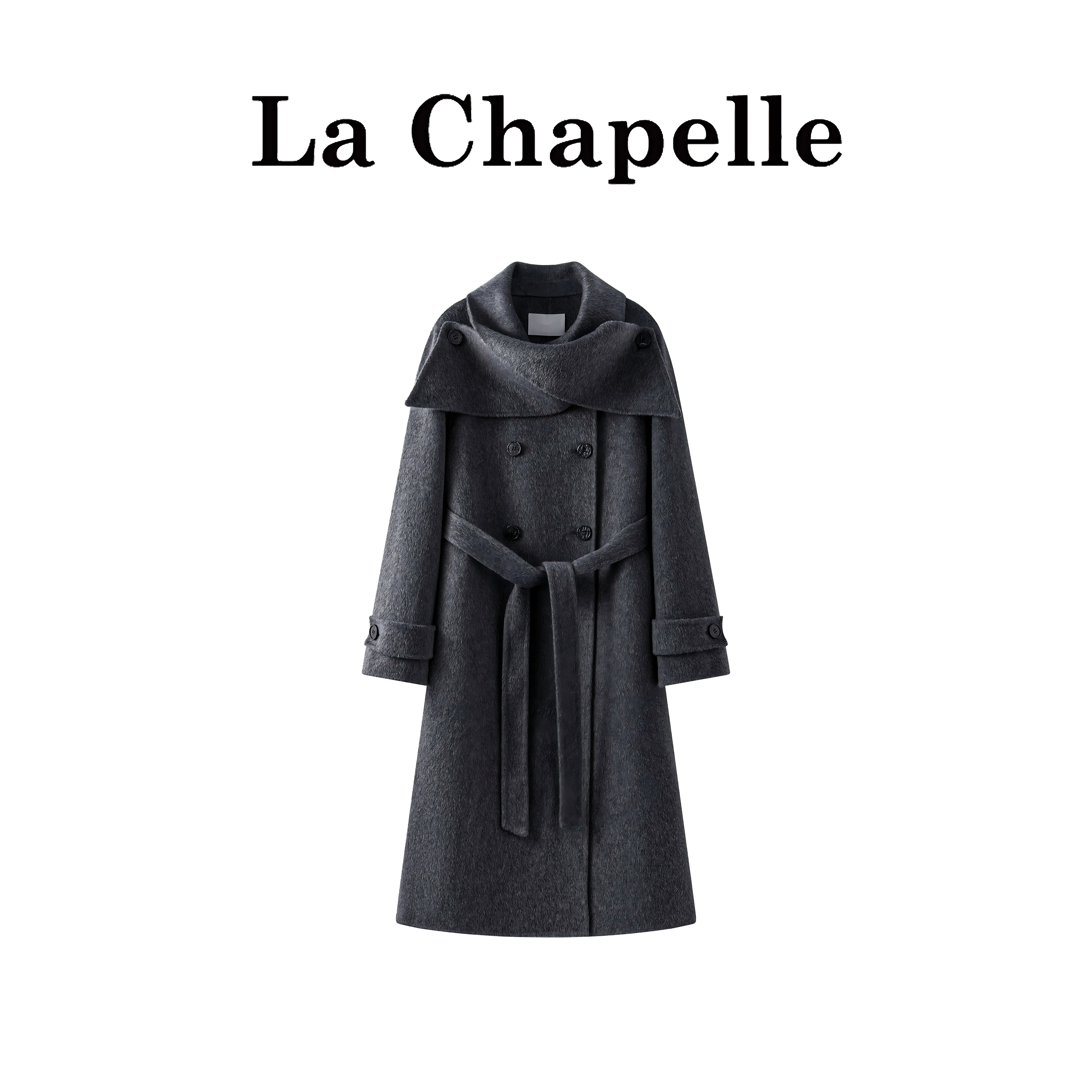 【戛纳夜曲】围巾设计款羊绒大衣毛呢大衣外套羊毛呢大衣