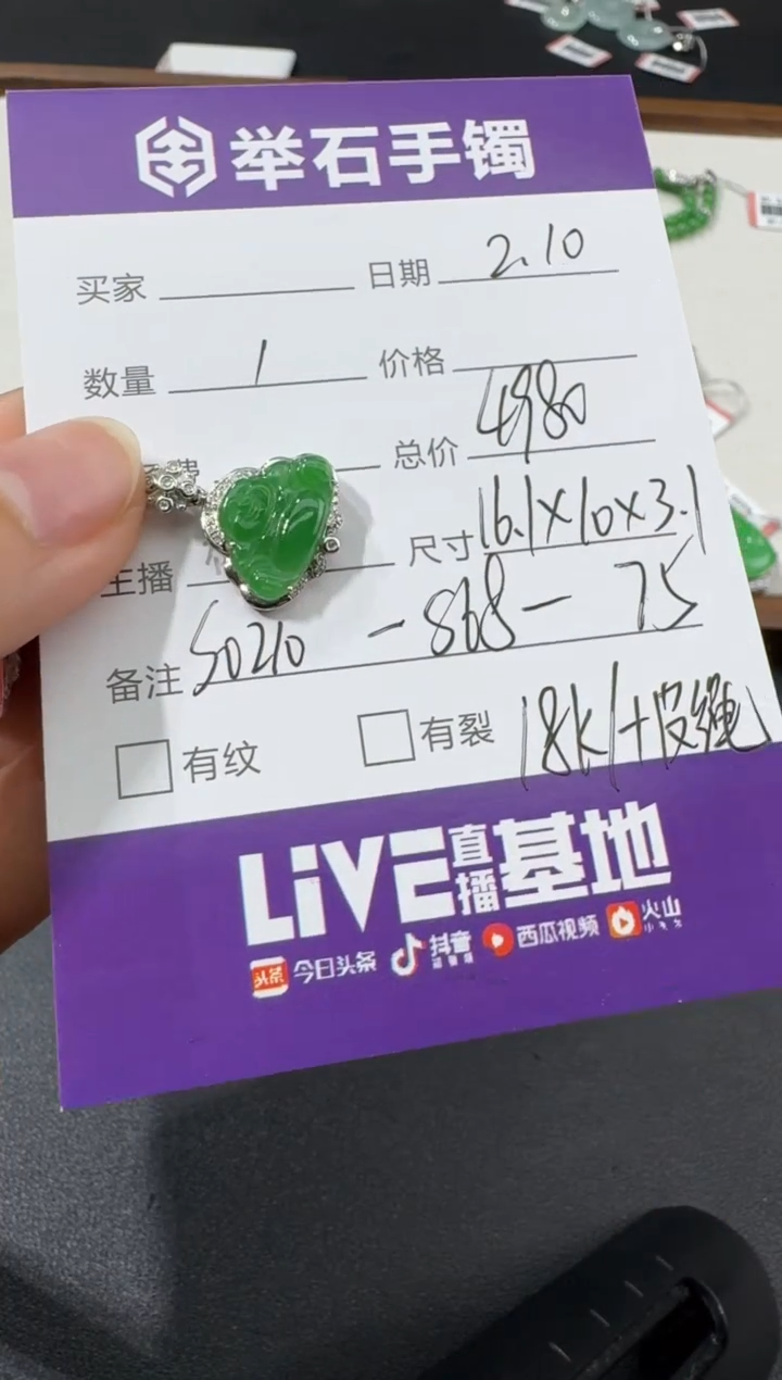 【闪购商品】翡翠颈饰18K金镶嵌S0210-S68-75/18k