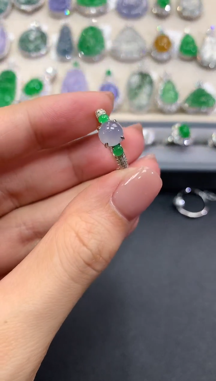 【闪购商品】翡翠戒指18K金镶嵌a69紫货有色差