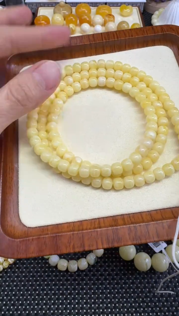 裸石琥珀未镶嵌宝衡 挚爱 奶浓白花毕业108 6.5mm