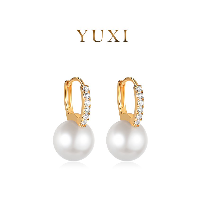 羽兮 铜合金耳饰 【月光系列】新款月光镶钻时尚气质款简约百搭耳环