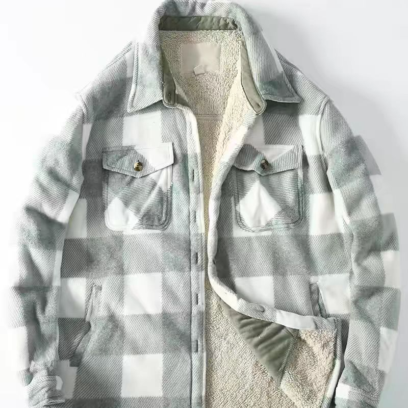 轻盈加厚羊羔绒夹克男女时尚加绒休闲户外衬衫保暖外套5379