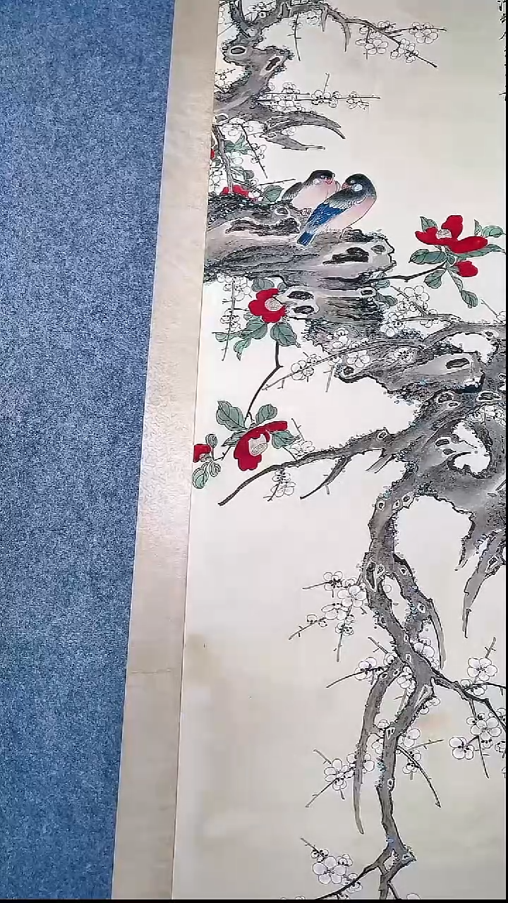 竖款杨*嵘V250709-2-937  花鸟  4.5平尺 纸本镜片