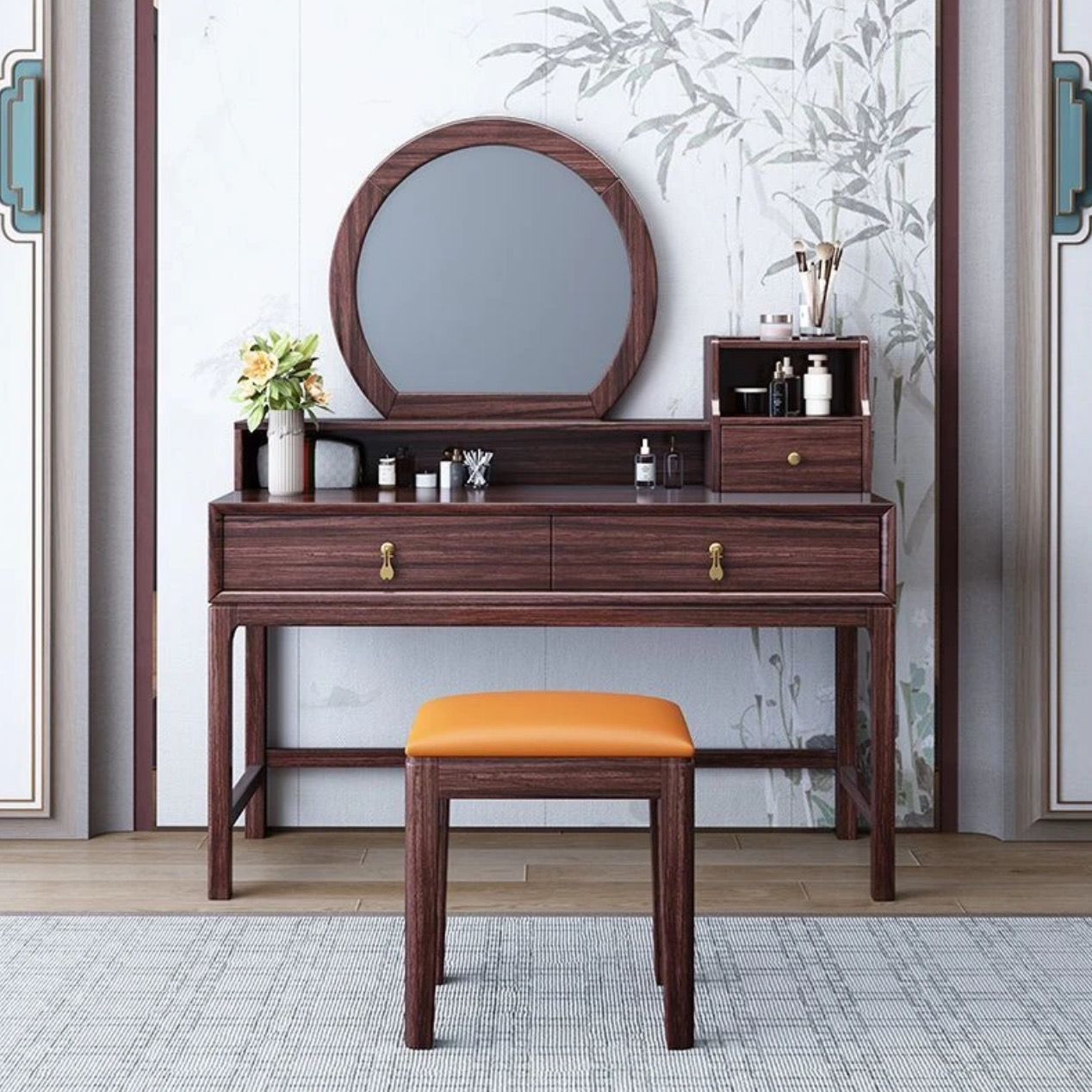7511乌金木新中式梳妆台房间阳台可用