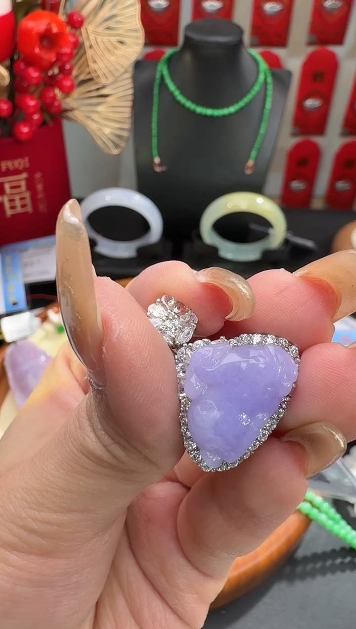 【闪购商品】翡翠颈饰银S925镶嵌挂件