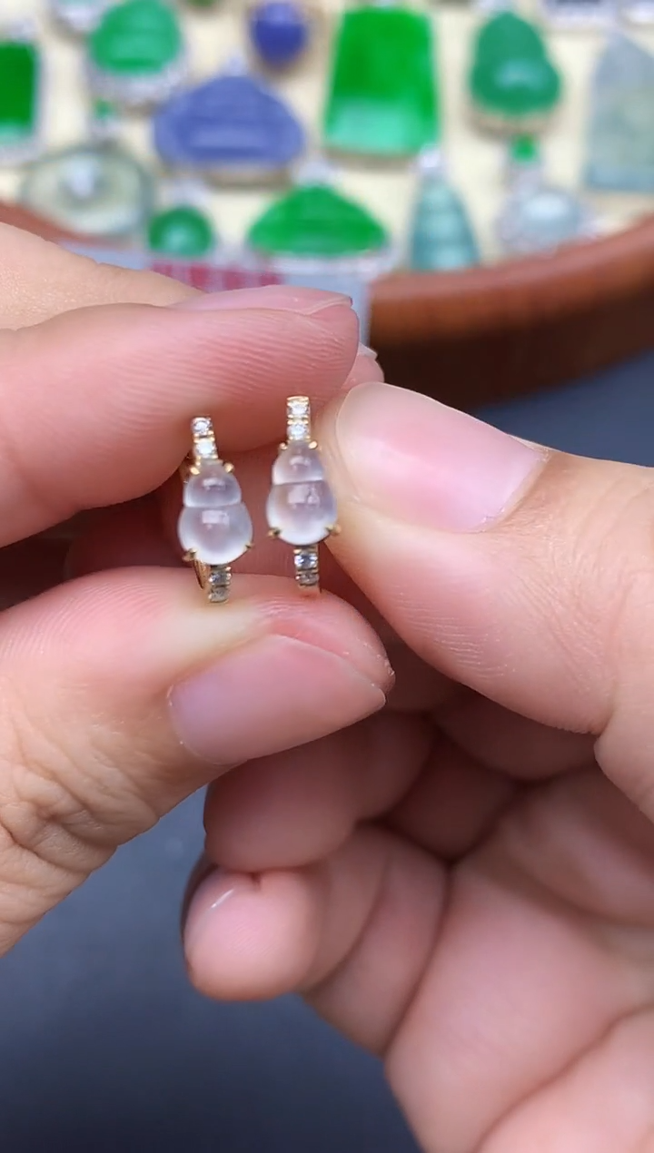 18K金镶嵌翡翠耳饰413-中国好珍宝