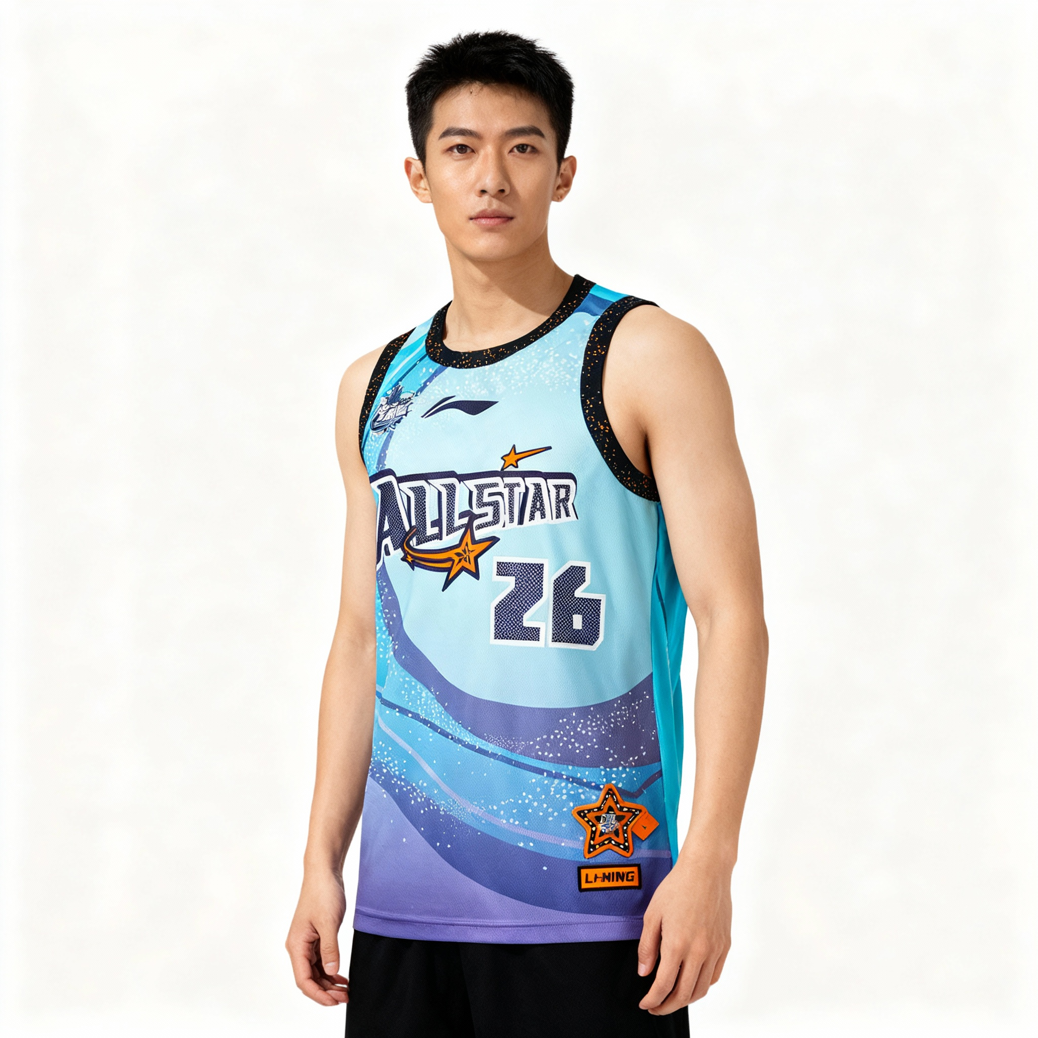 李宁比赛服男春CBA篮球系列时尚透气常规休闲比赛上衣AAYU245-B品