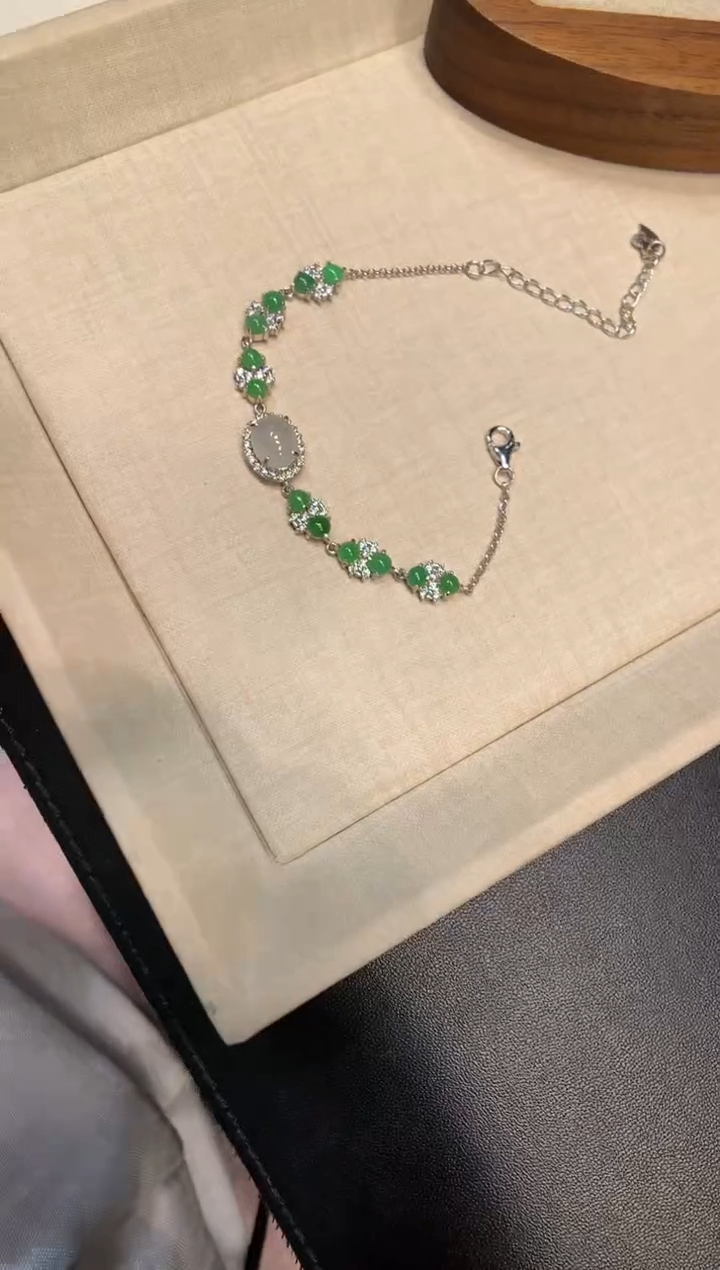 银S925镶嵌手链翡翠手链