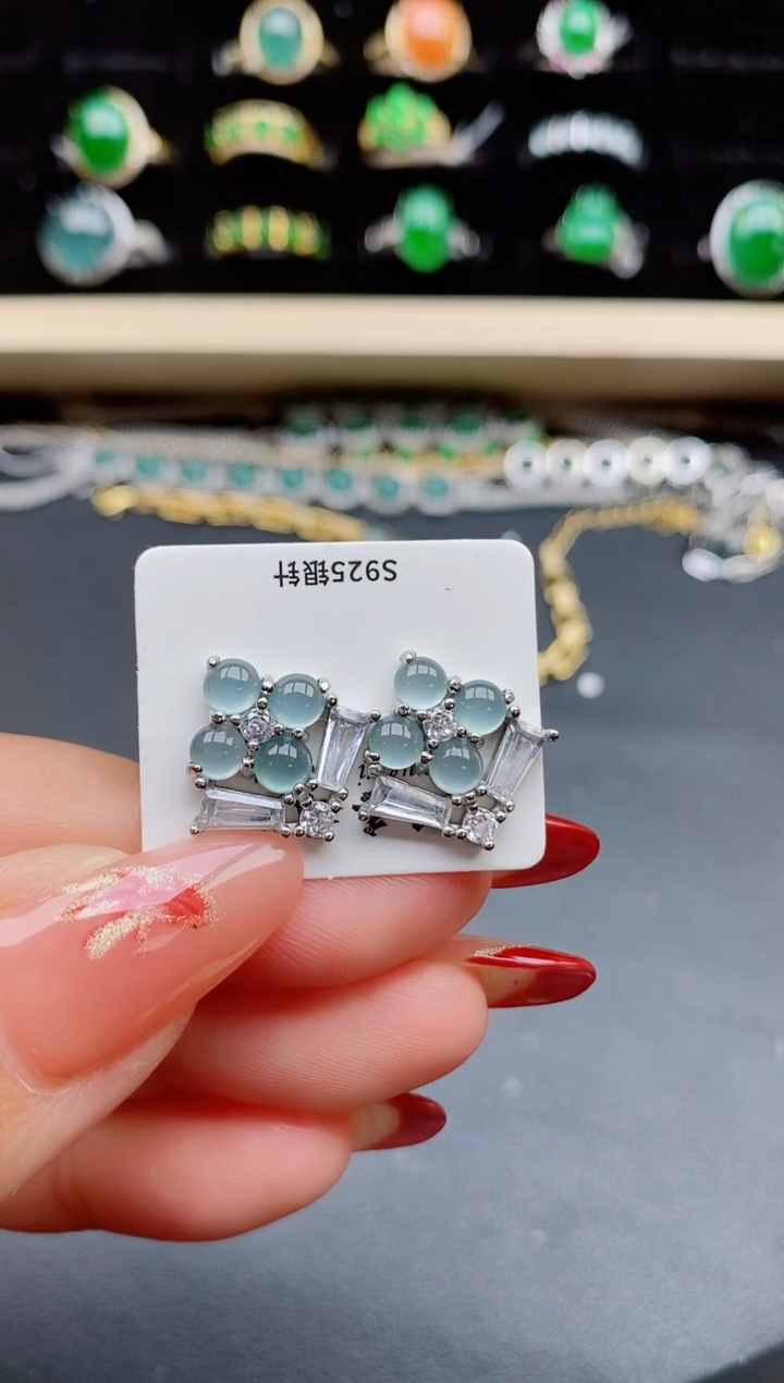 【闪购商品】翡翠耳饰银S925镶嵌321321