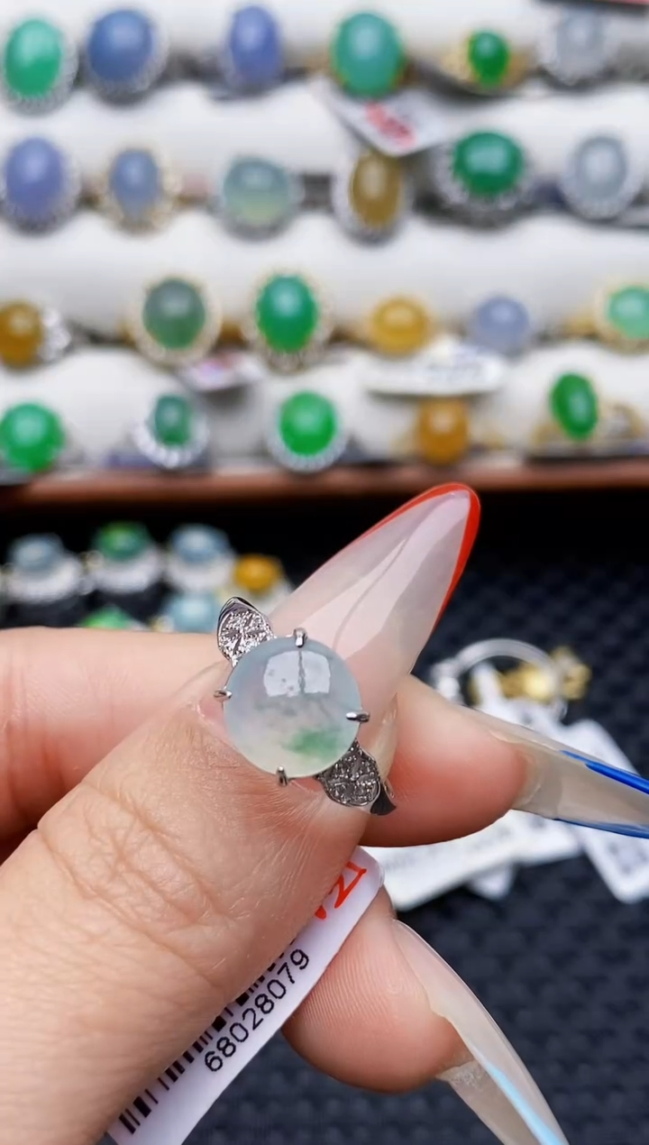 银S925镶嵌戒指翡翠2423