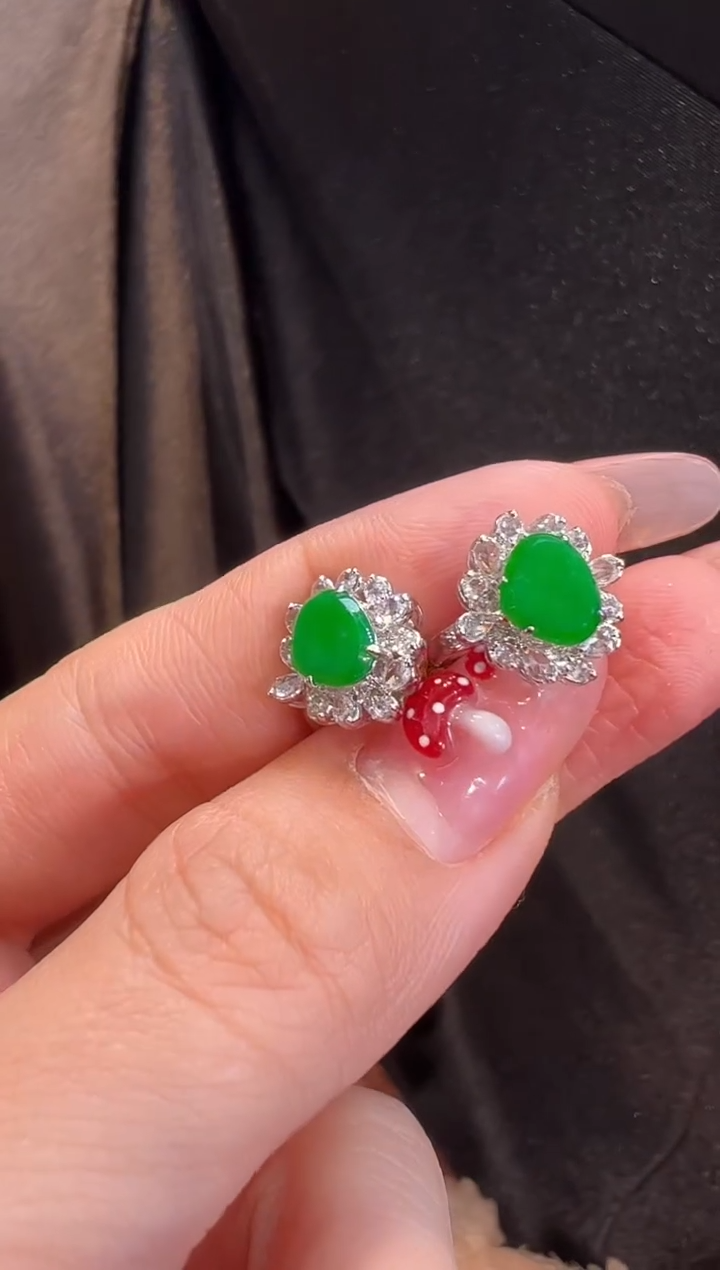 【闪购商品】翡翠耳饰18K金镶嵌耳饰