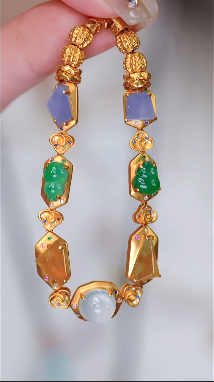 18K金镶嵌手链翡翠16