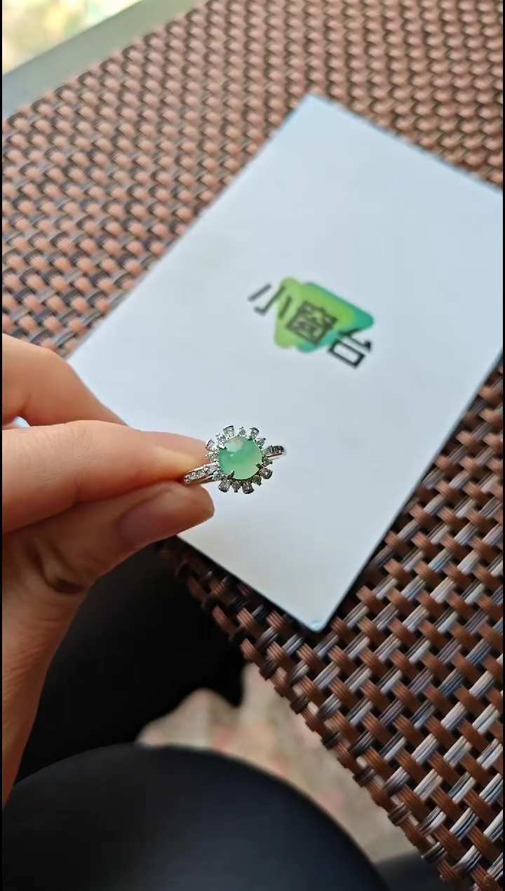 【闪购商品】翡翠戒指银S925镶嵌翡翠戒指S925银镶嵌