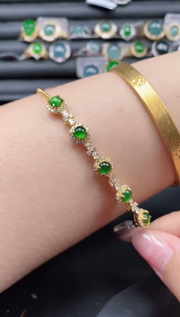 翡翠戒指银S925镶嵌5151-6