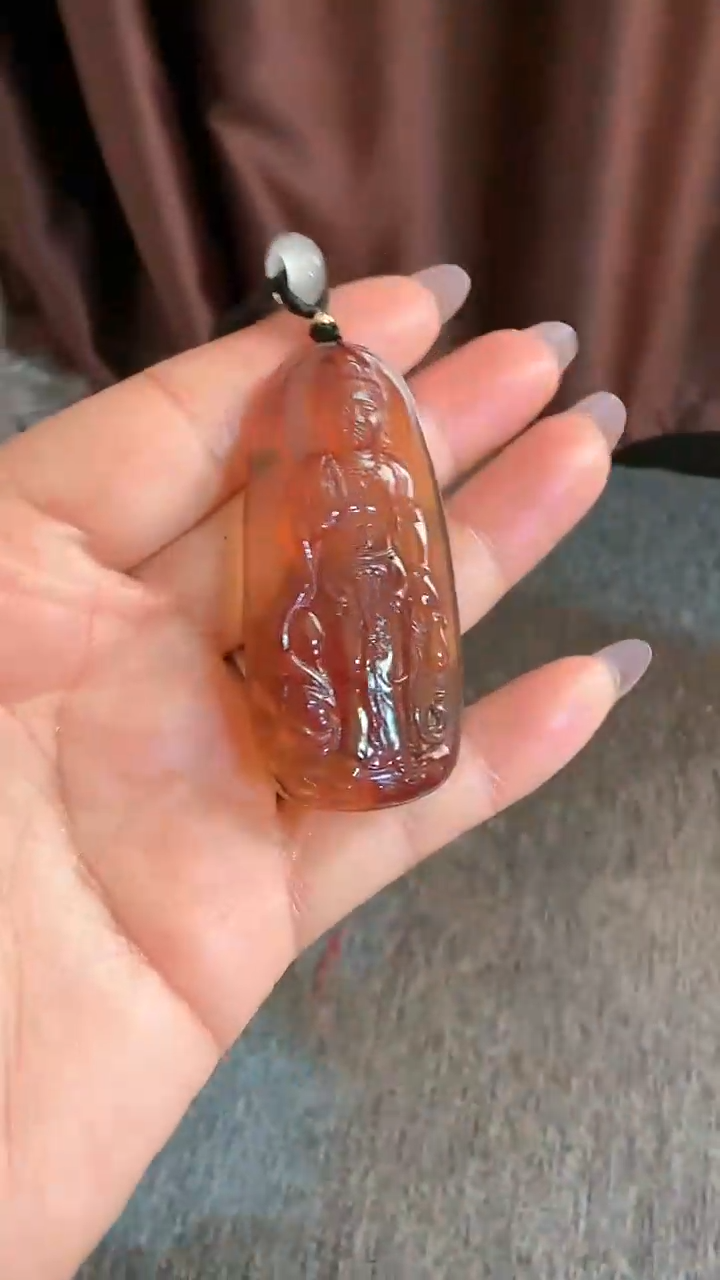【闪购商品】琥珀颈饰未镶嵌观音雕刻件#101