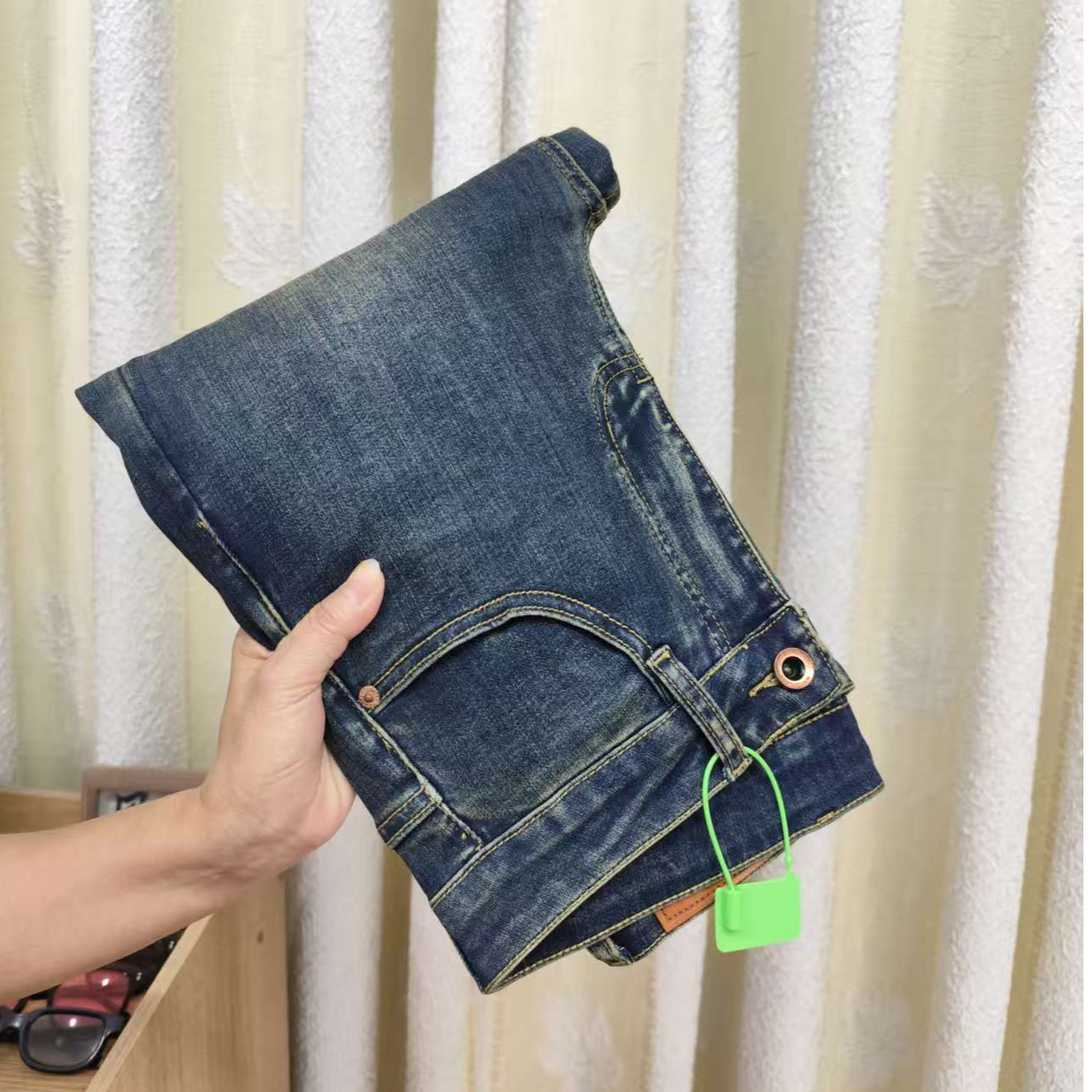 2025秋季新款时尚修身牛仔裤直筒修身长裤潮流弹力复古水洗九分裤