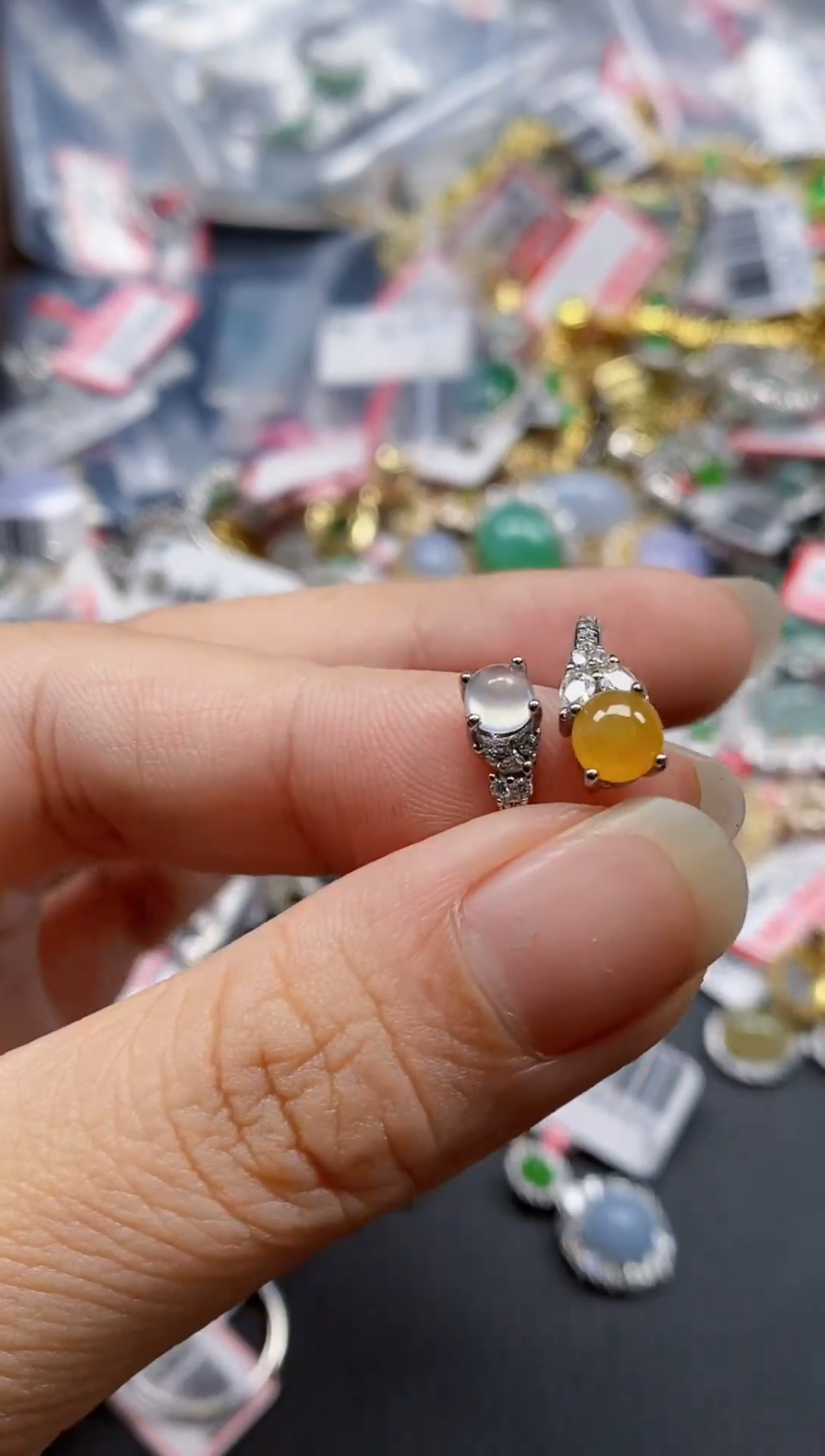 银S925镶嵌戒指翡翠天然A货缅甸翡翠