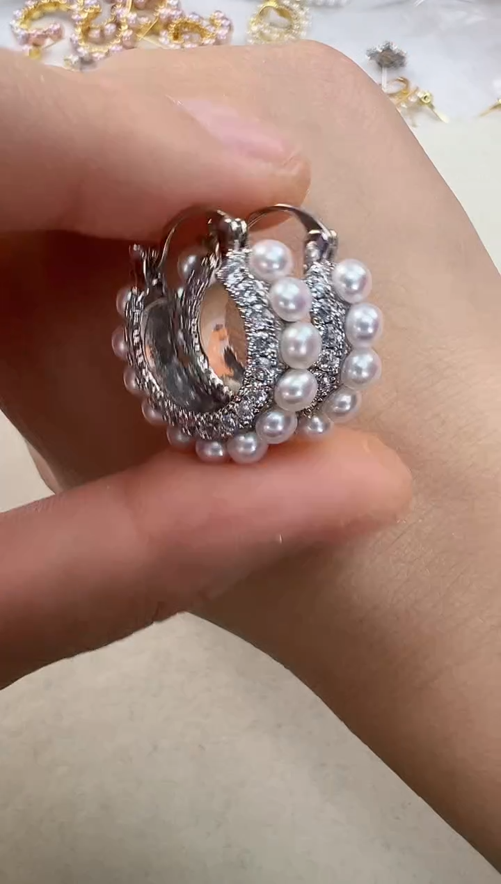 【闪购商品】淡水珍珠耳饰合金银色钱袋子