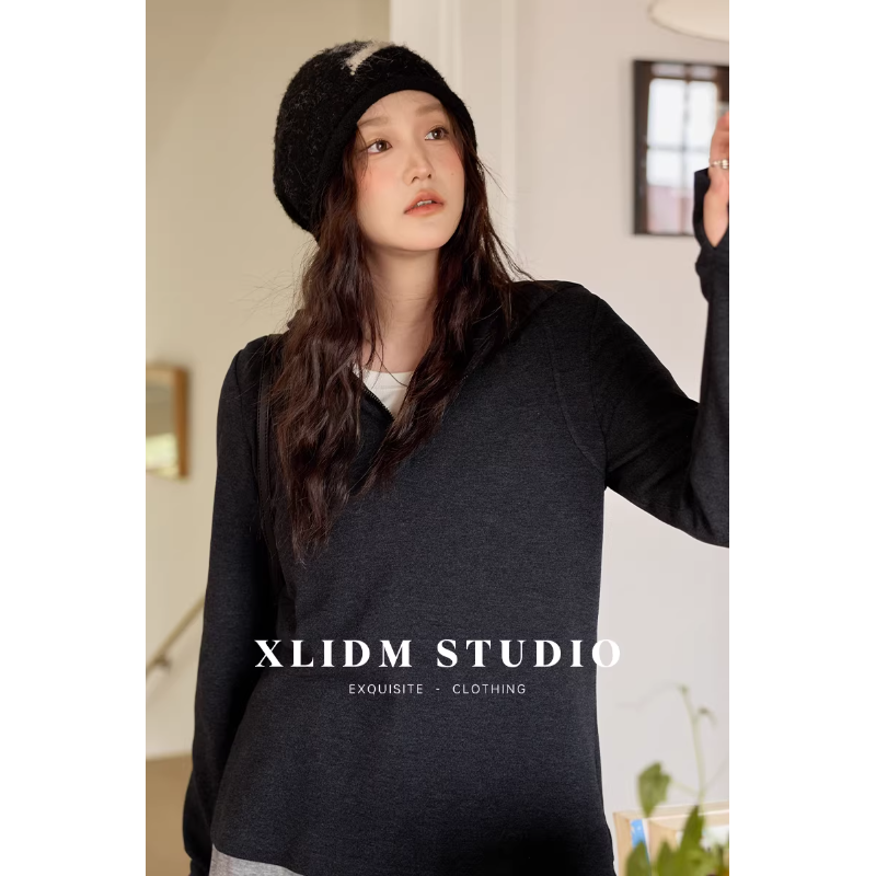 小俪大码恒温双面德绒连帽正肩上衣DD7T021279