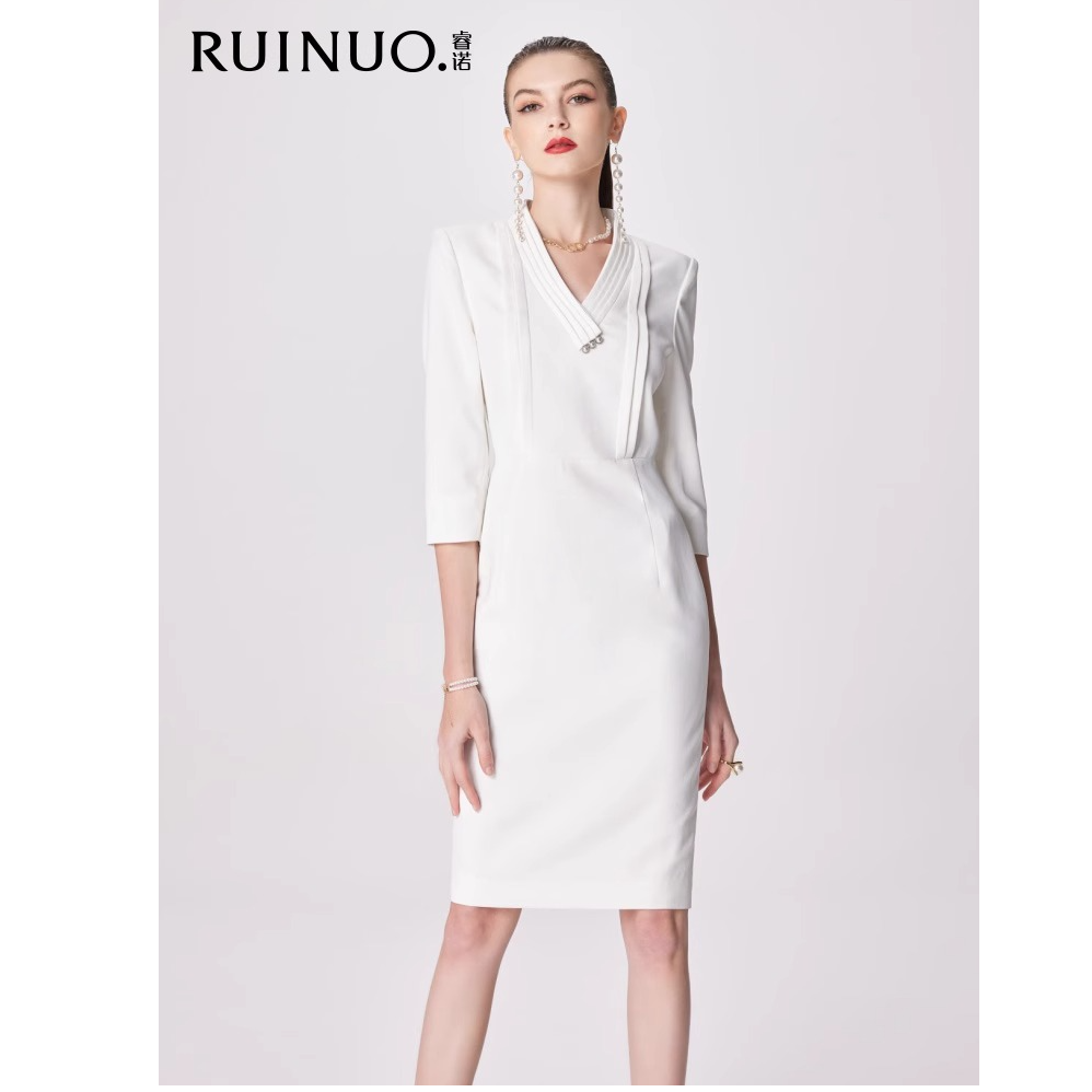 睿诺气质修身职业白色西装连衣裙前台轻奢女酒店接待制服显瘦