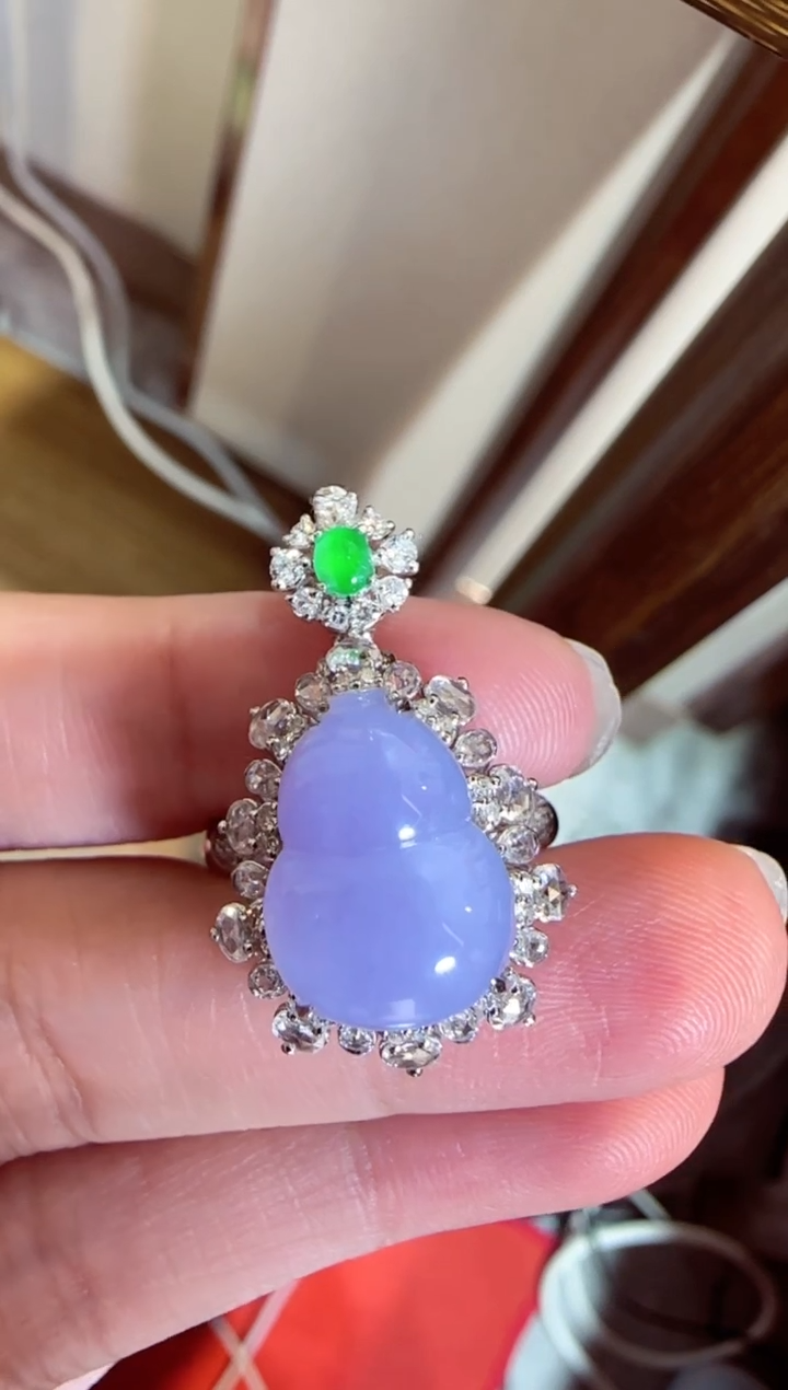 【闪购商品】翡翠戒指18K金镶嵌葫芦两用