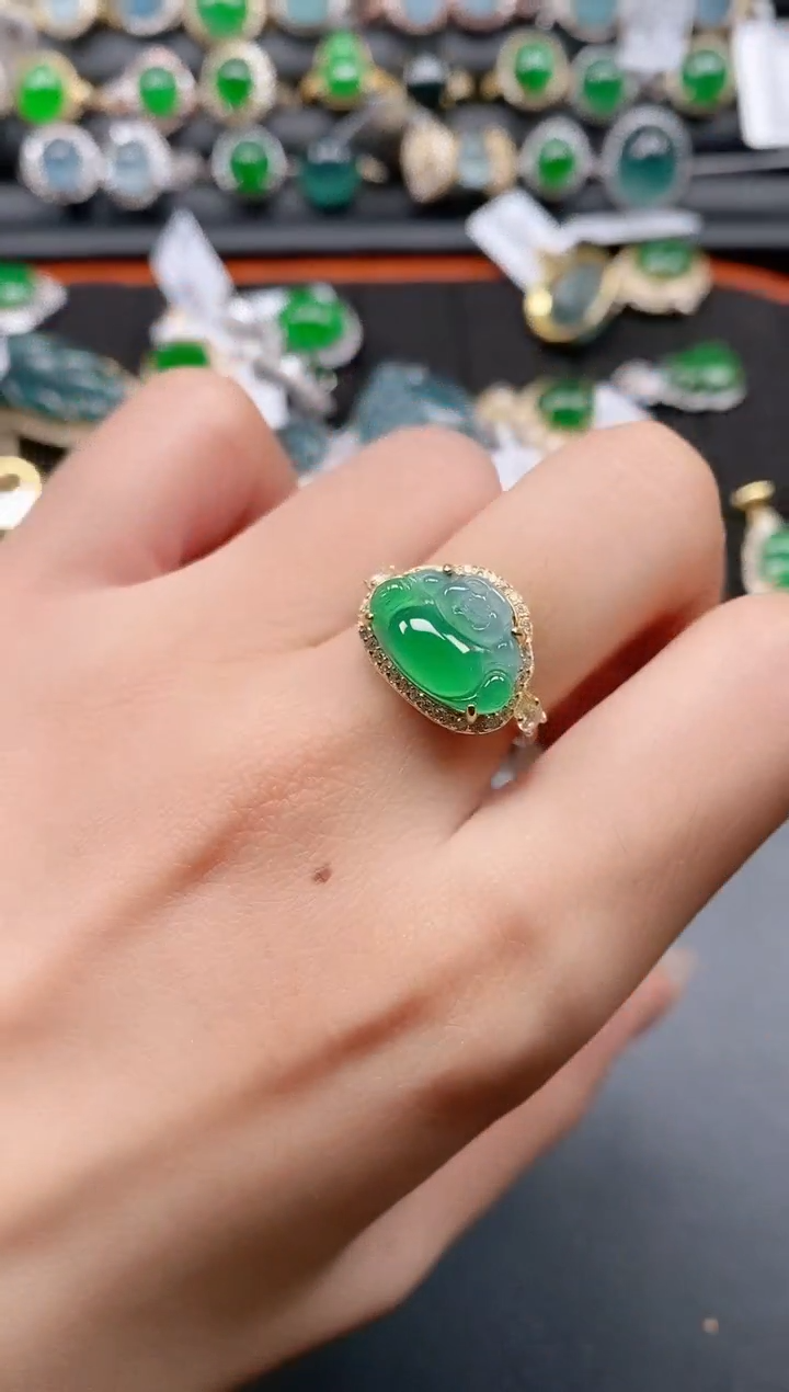 银S925镶嵌戒指翡翠111