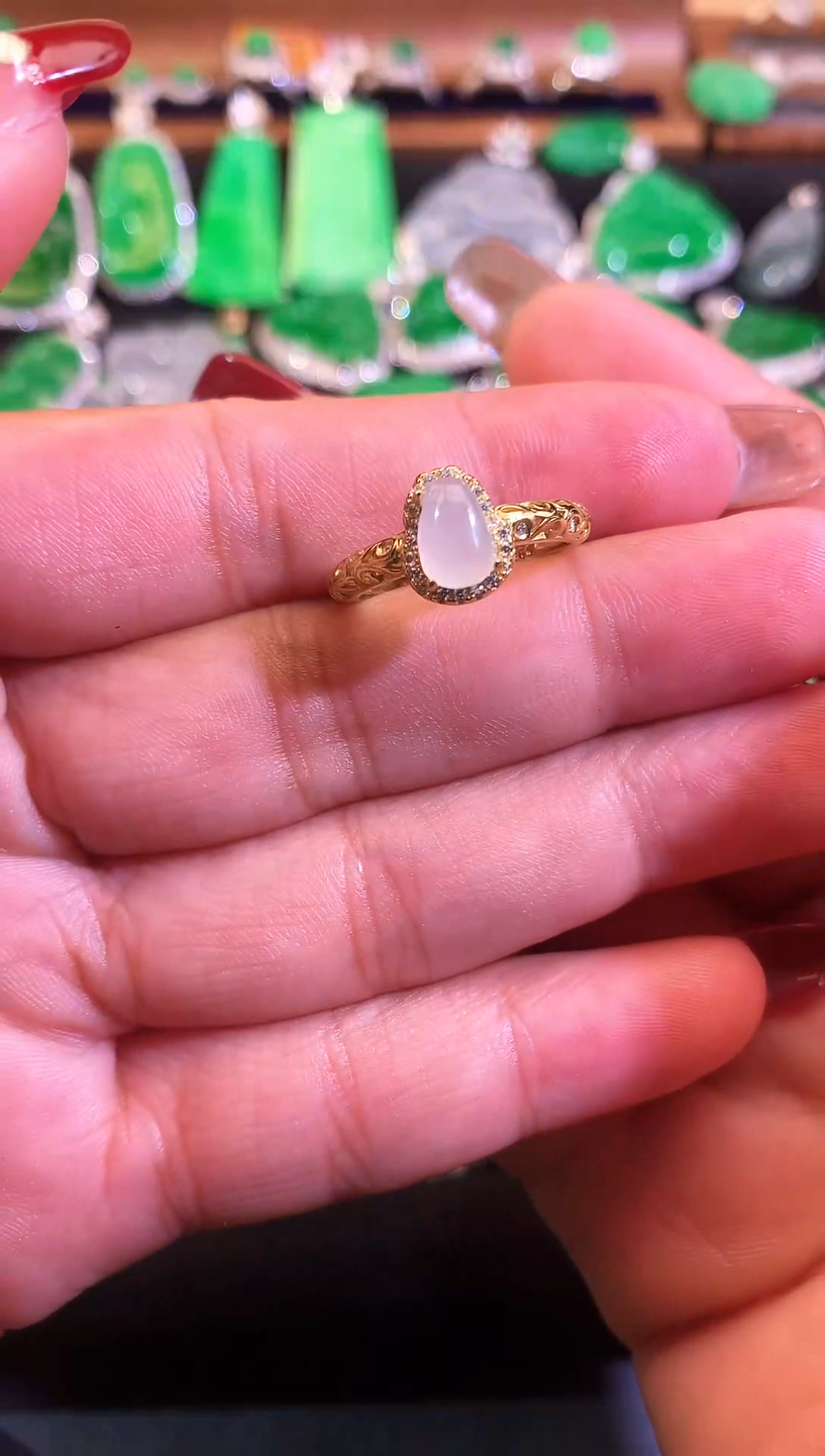 【闪购商品】翡翠戒指银S925镶嵌缅甸天然A货翡翠