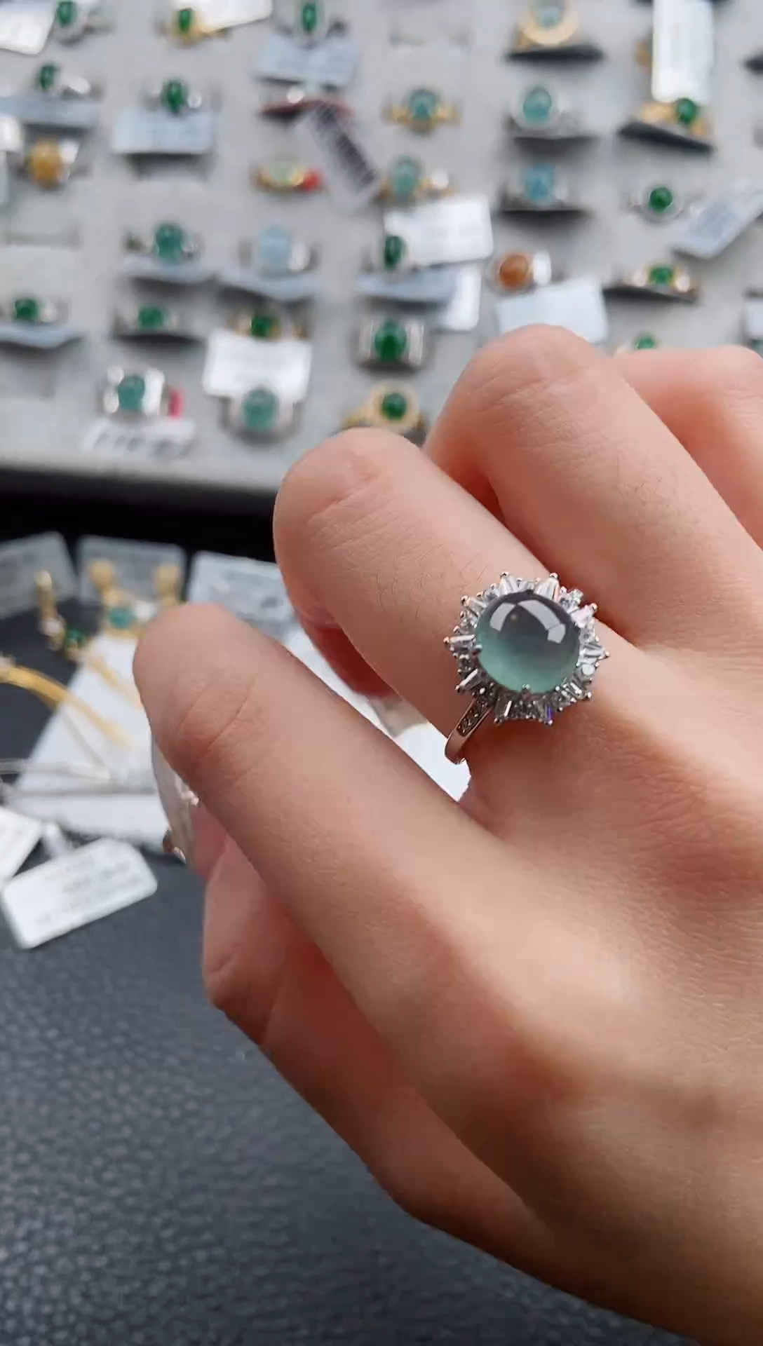 【闪购商品】翡翠戒指银S925镶嵌戒指178