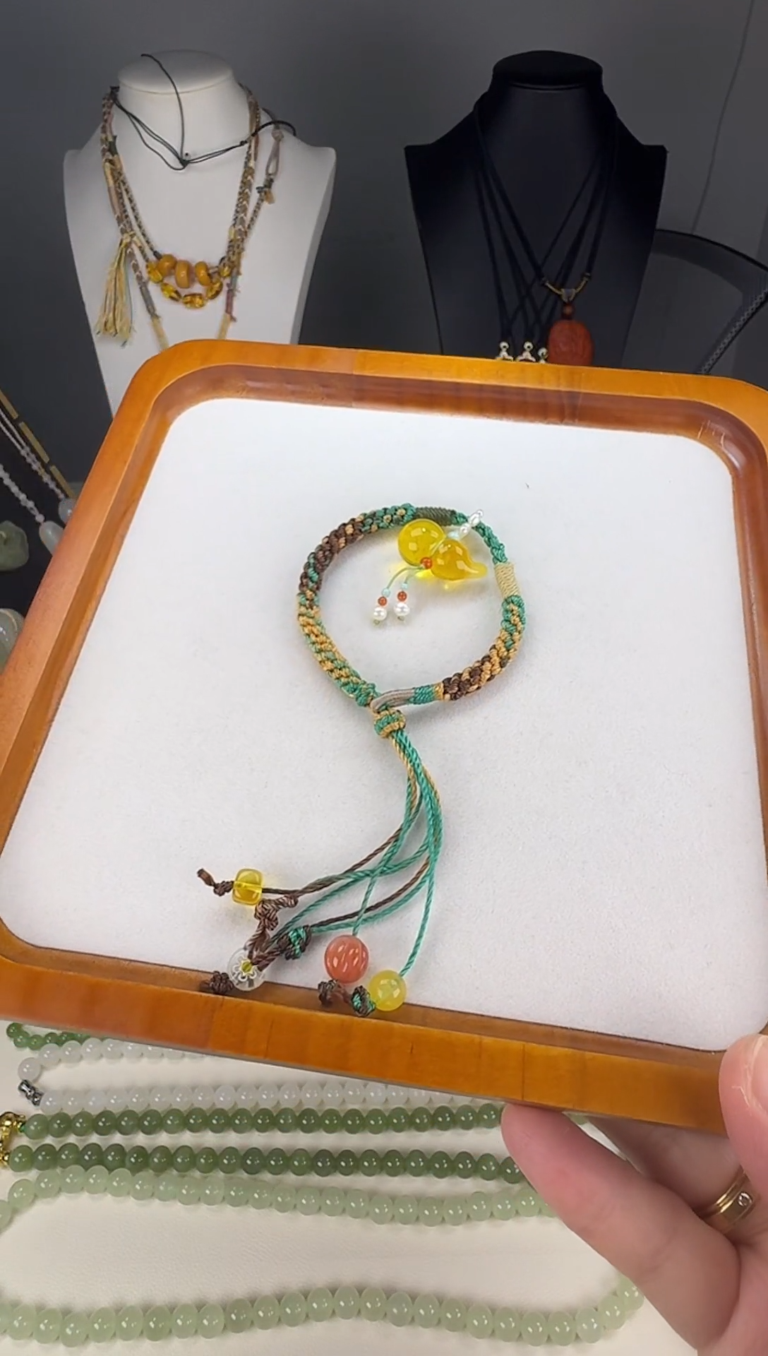 裸石琥珀未镶嵌蜜蜡葫芦手绳
