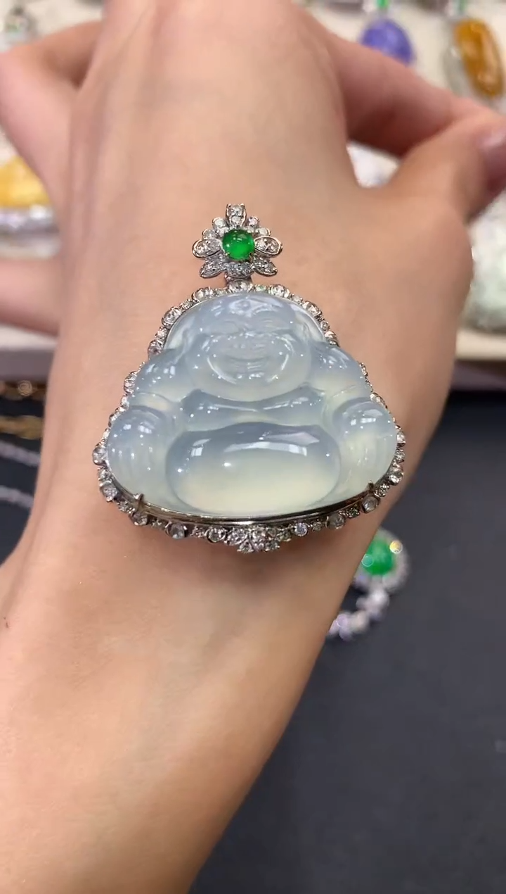 【闪购商品】翡翠吊坠(不含链)18K金镶嵌w141      