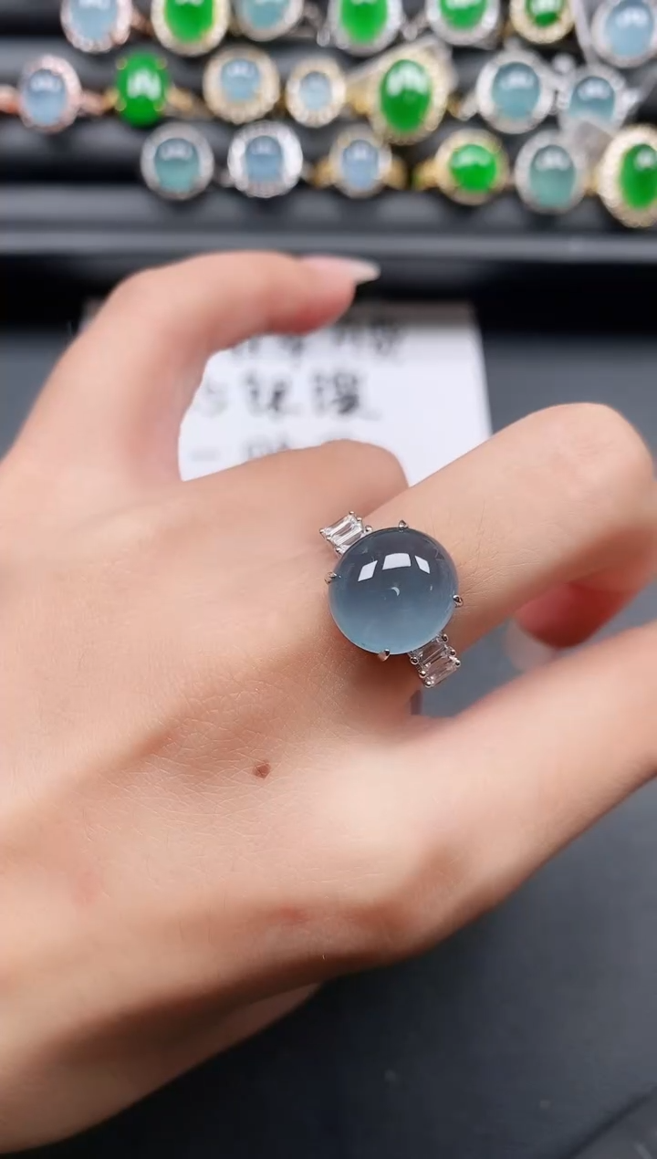 翡翠戒指银S925镶嵌111