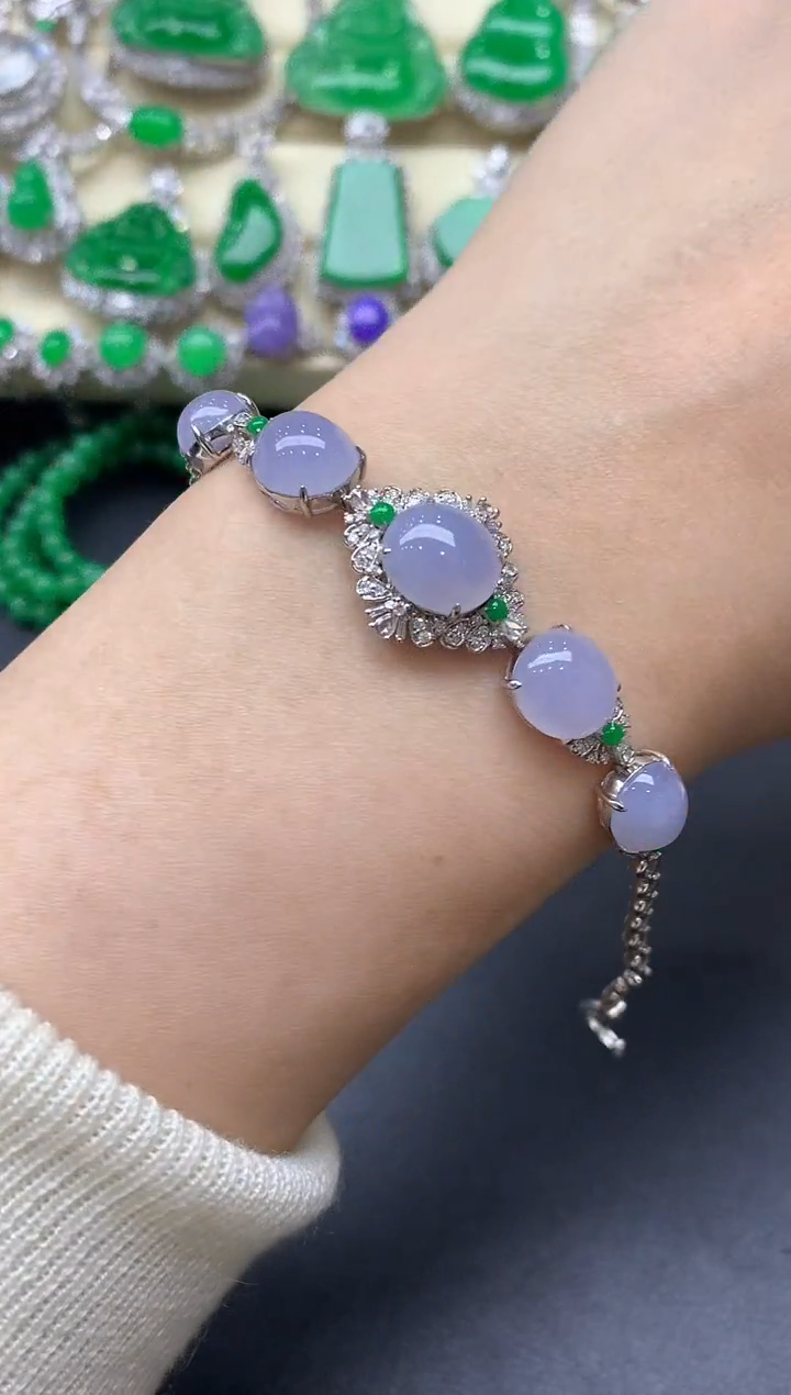 18K金镶嵌手链翡翠237-中国好珍宝