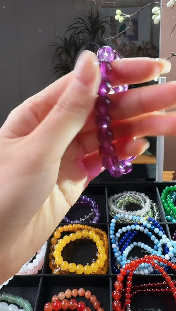 水晶手串未镶嵌紫水晶手串