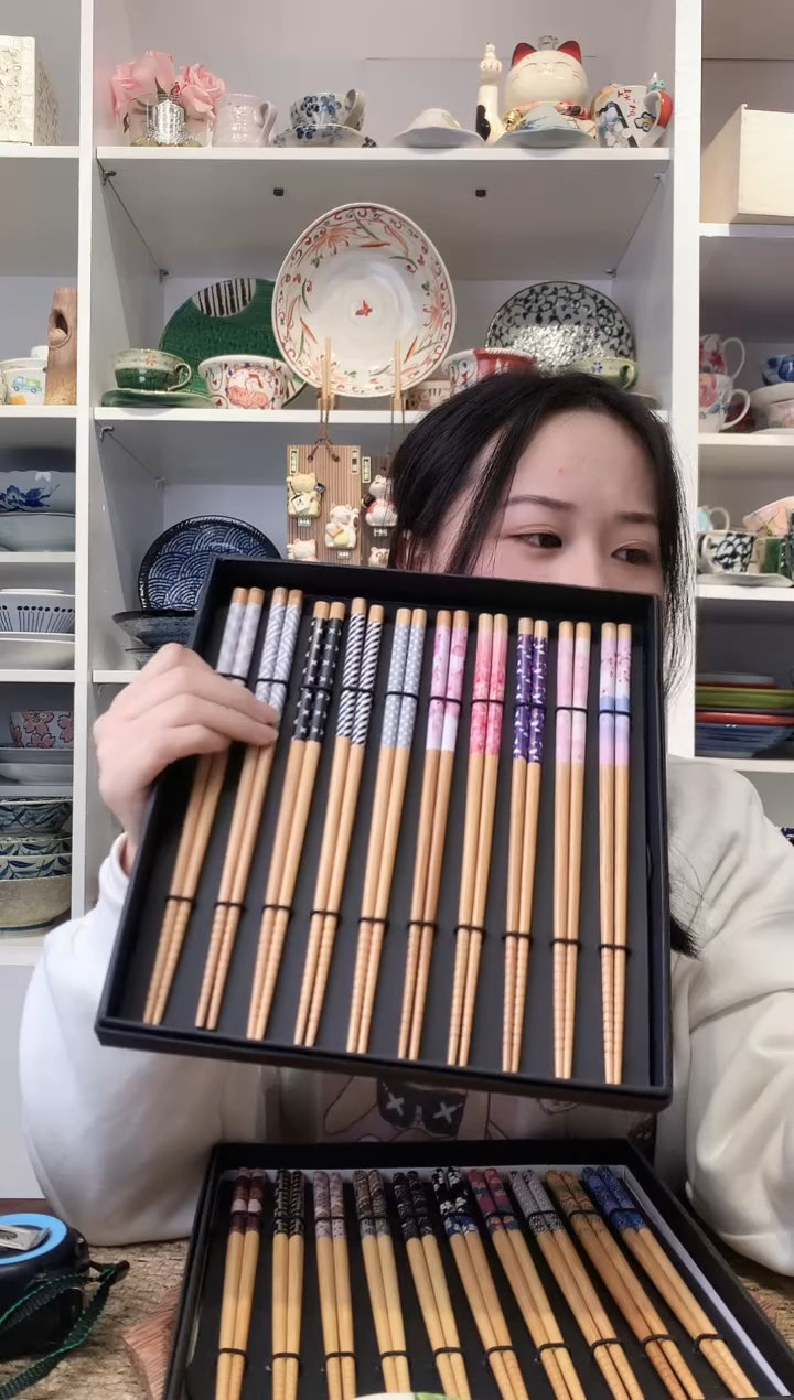 陶瓷【孤品】日本进口纯实木筷子十双礼盒装
