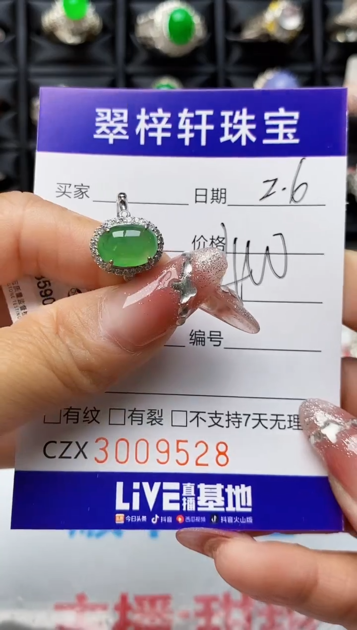 【闪购商品】翡翠戒指银S925镶嵌9528