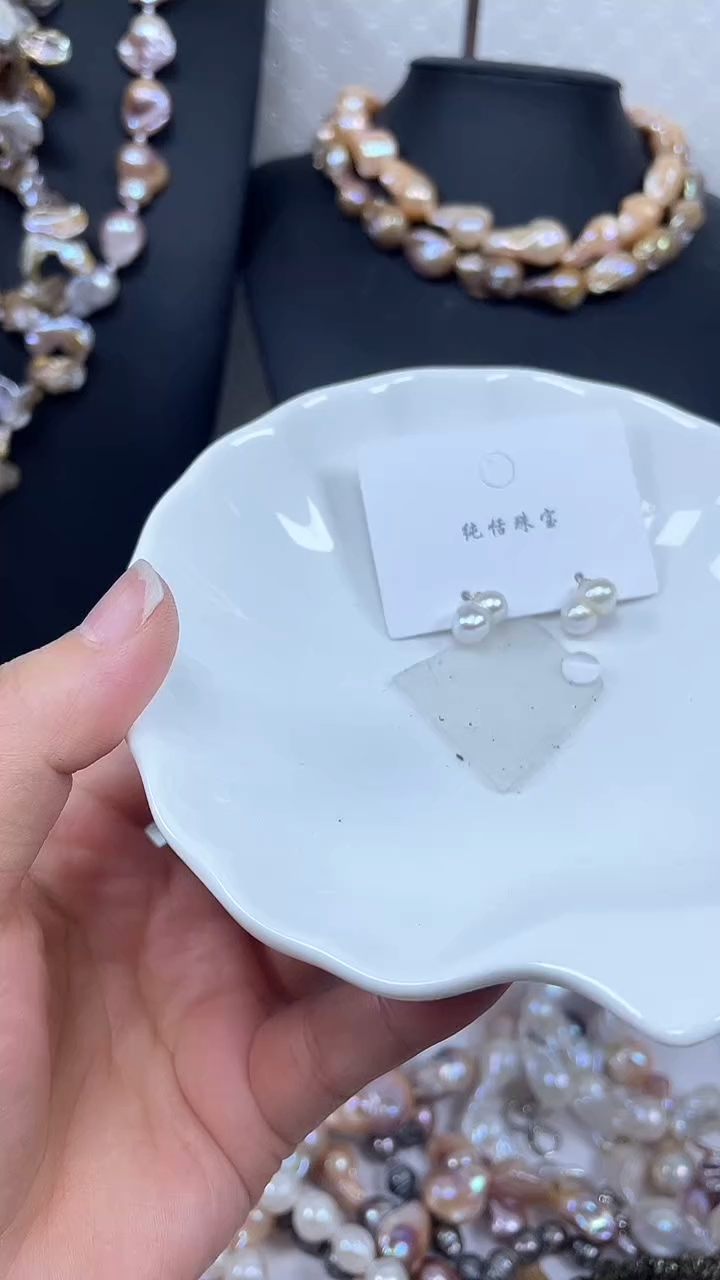 未镶嵌淡水珍珠耳饰【纯恬巴洛克饰品】