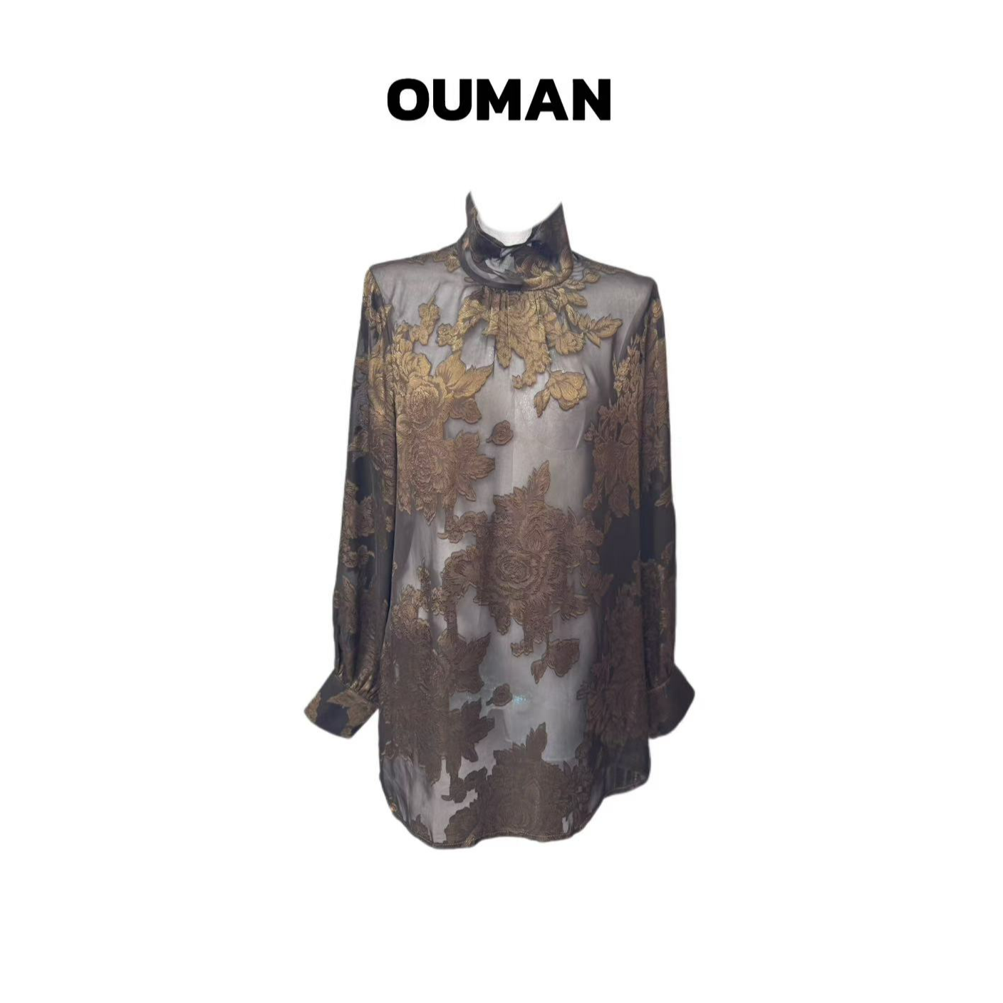 欧漫家【牡丹花开】定制花苞领提花上衣